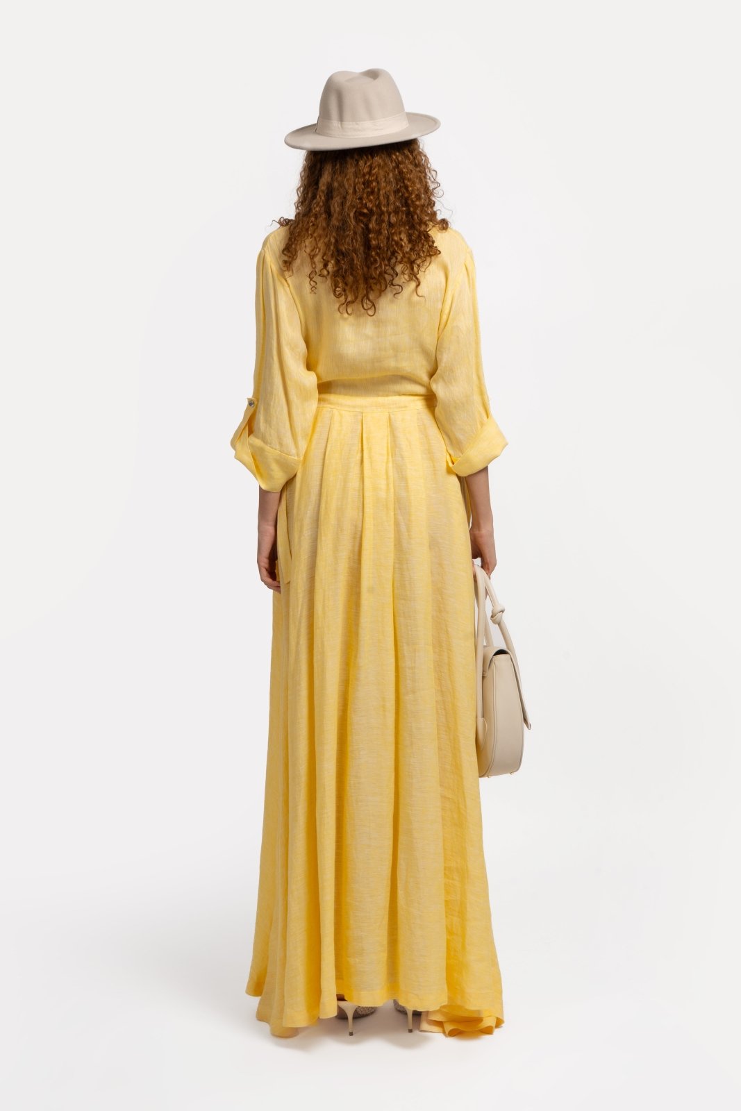 Sunlit Marigold Linen Dress - ADAMO