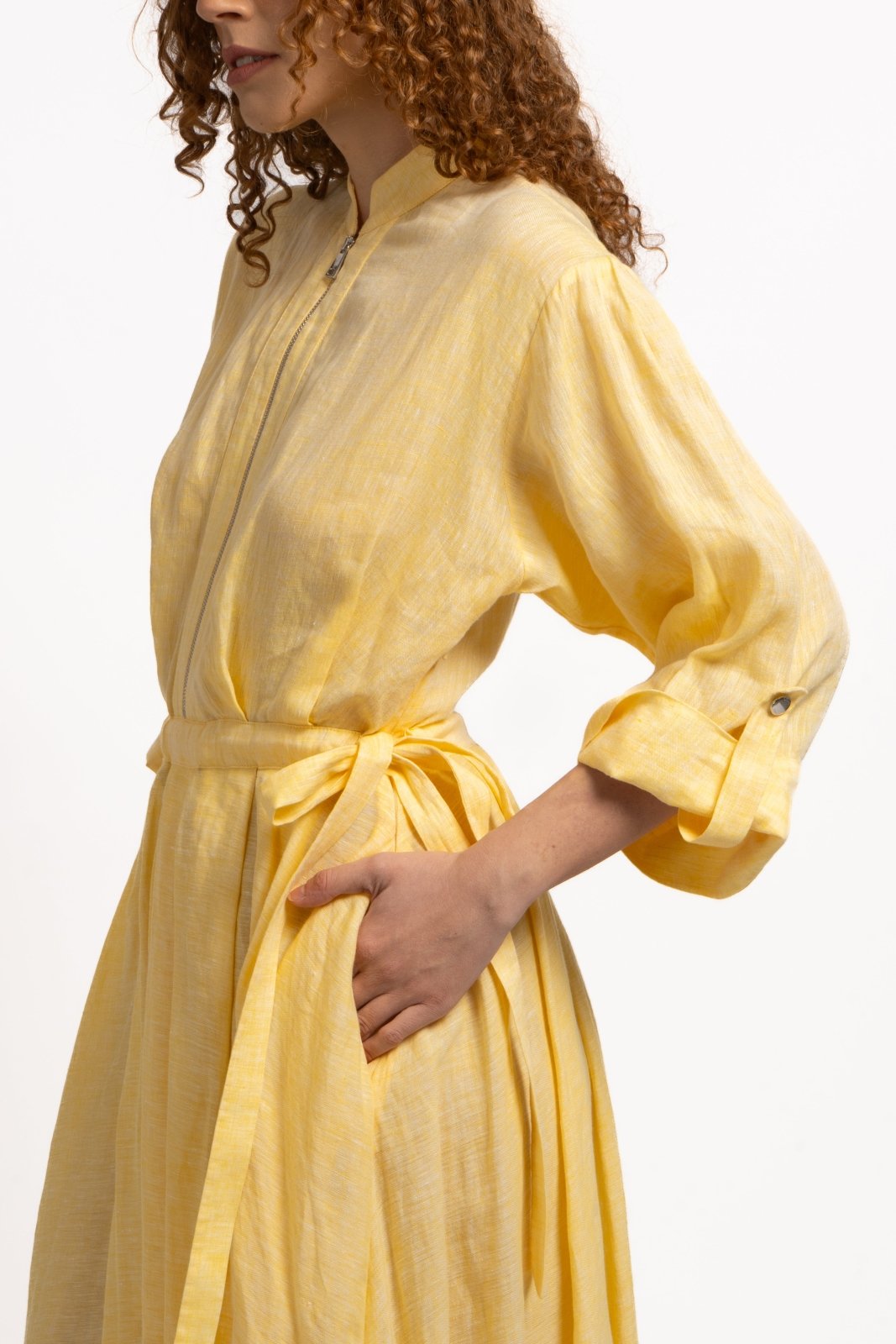 Sunlit Marigold Linen Dress - ADAMO