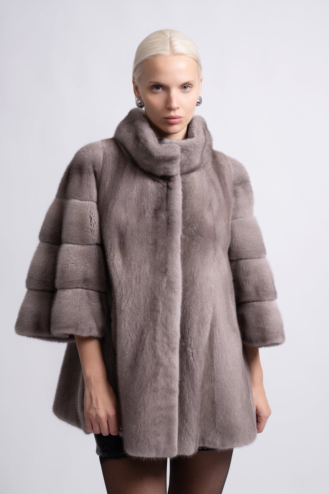 Taupe Elegance Sculpted Mink Fur Jacket - ADAMO