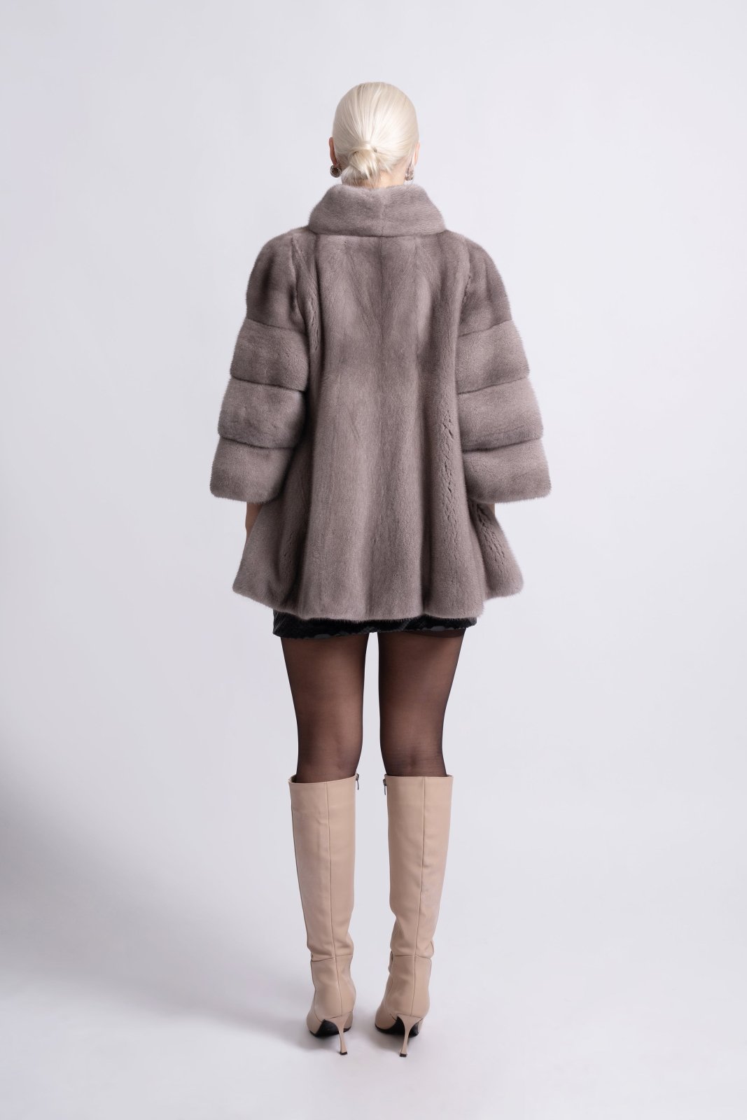 Taupe Elegance Sculpted Mink Fur Jacket - ADAMO