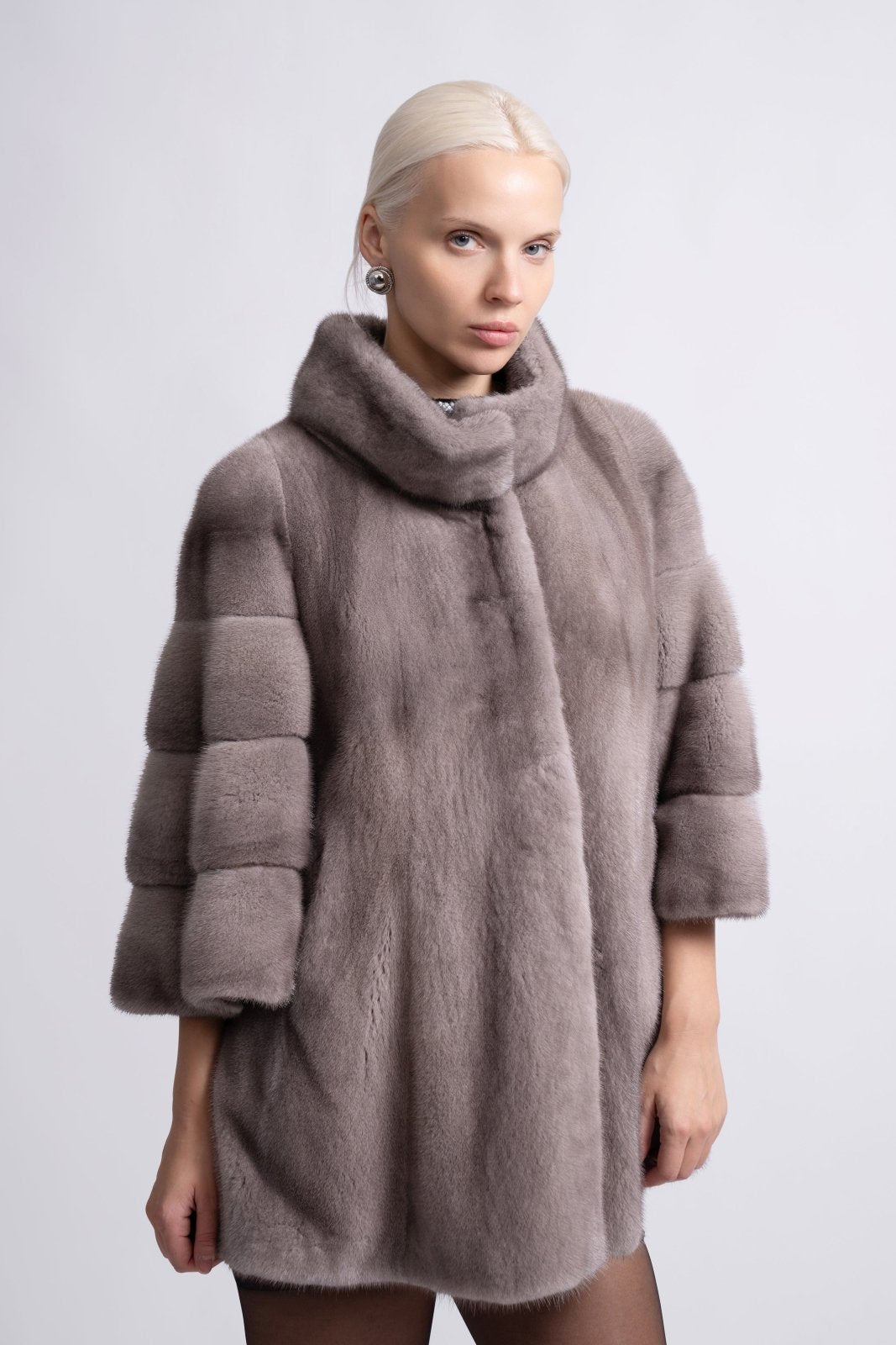 Taupe Elegance Sculpted Mink Fur Jacket - ADAMO