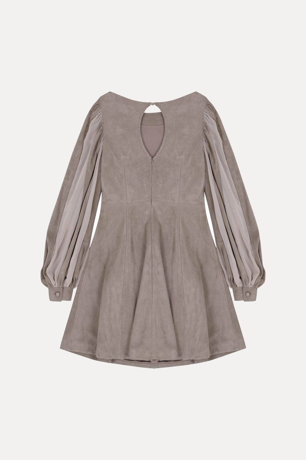 Taupe Suede & Chiffon Panel - ADAMO