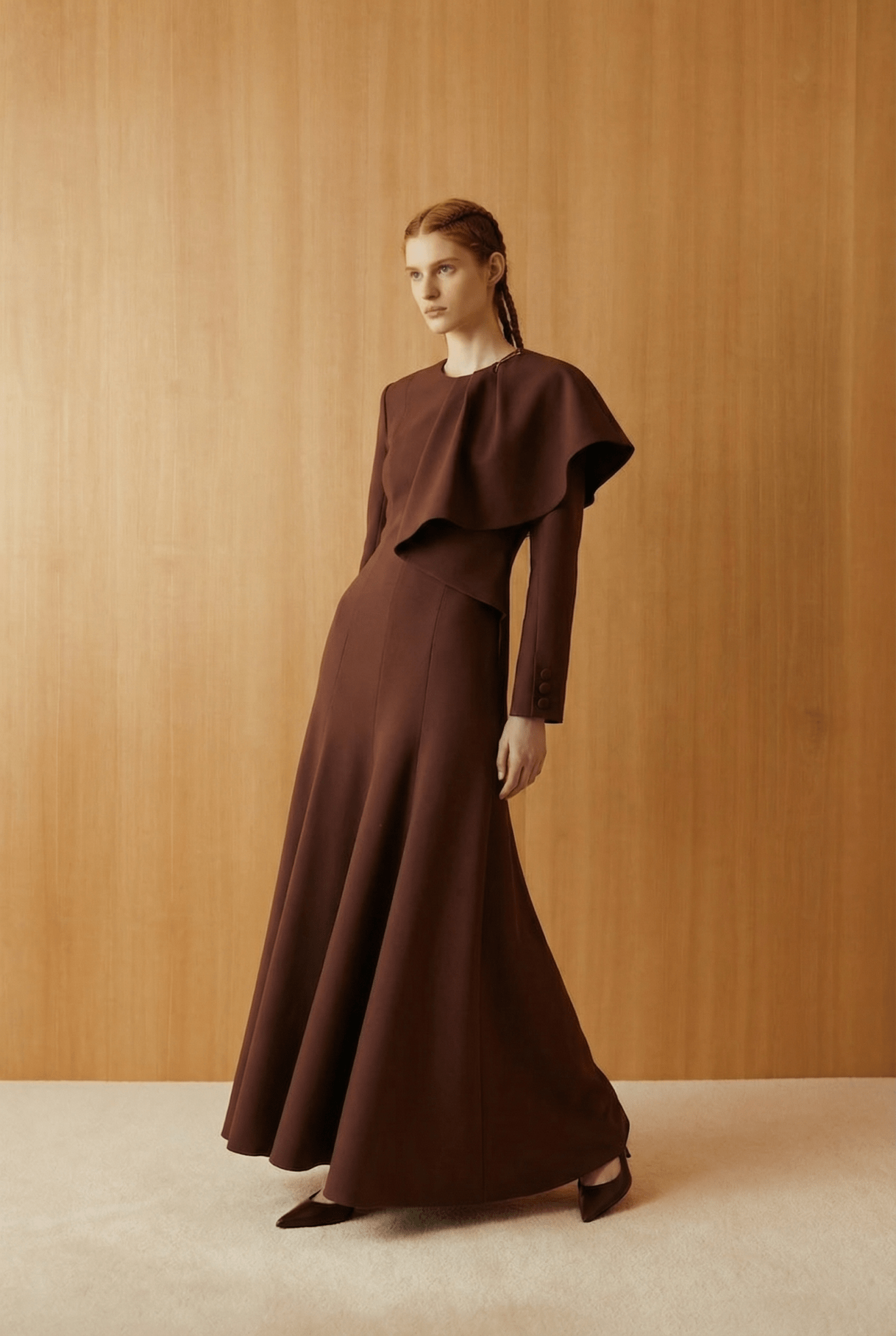 The Espresso Sculpted Drape Dress - ADAMO