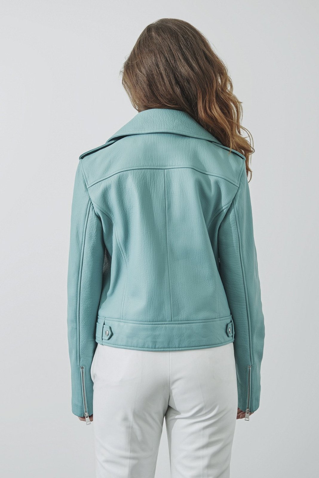 Turquoise Leather Jacket - ADAMO