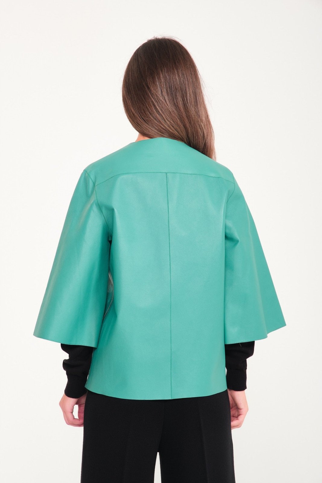 Water Green Leather Jacket - ADAMO