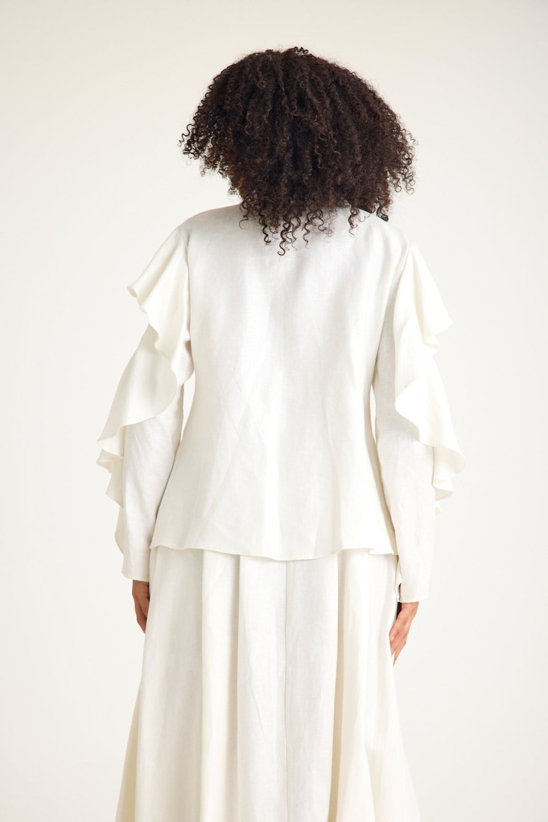 White Ruffled Blouse - ADAMO