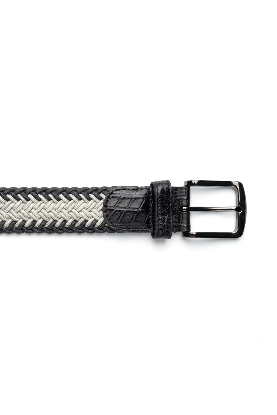 Graphite Crocodile Trim Braided Belt