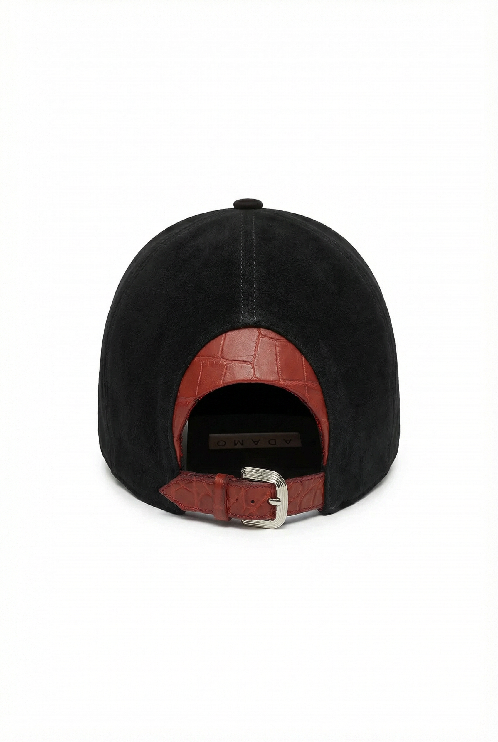 Noir Crocodile Leather Contrast Cap
