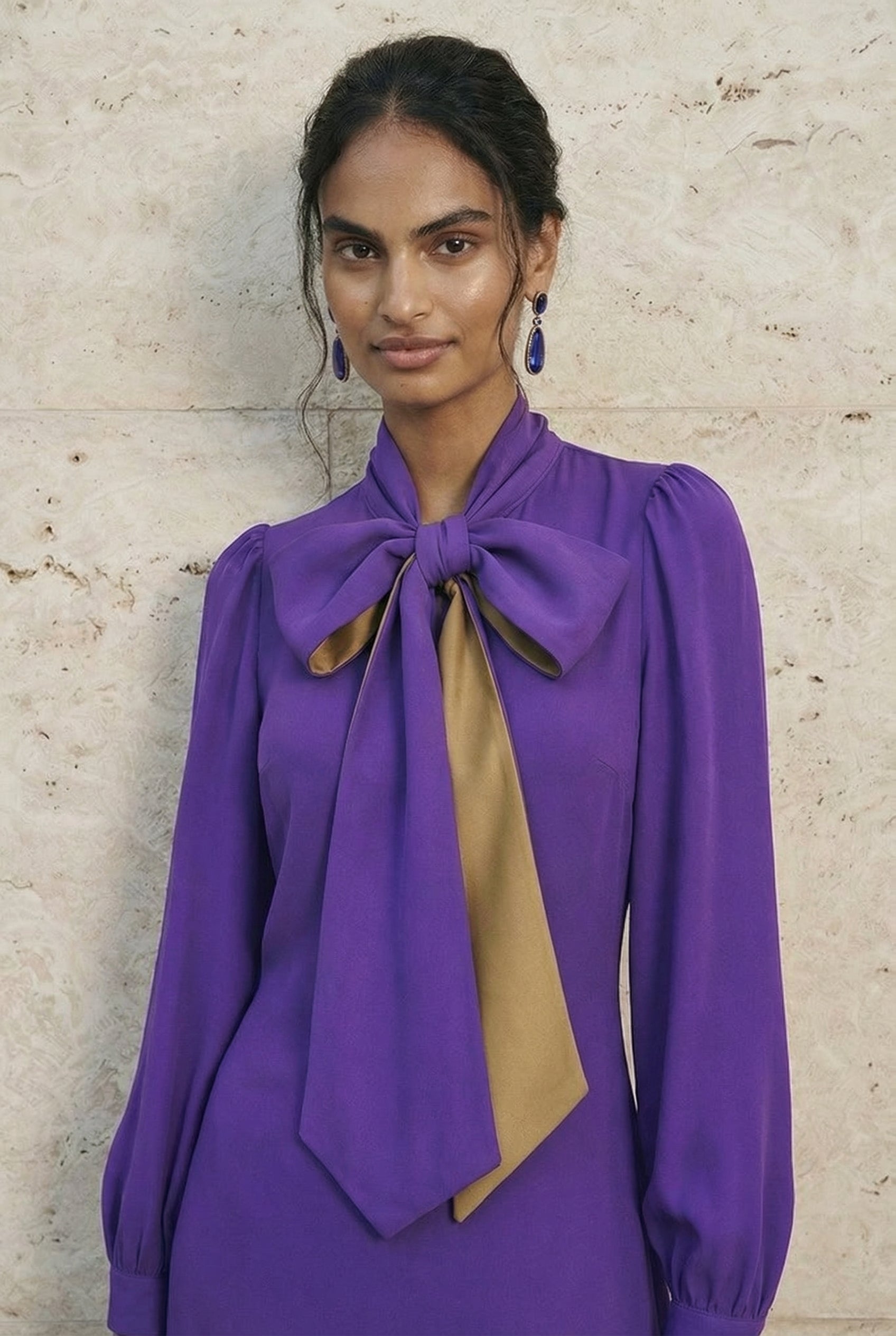 Aurielle Bow-Tie Crepe Dress