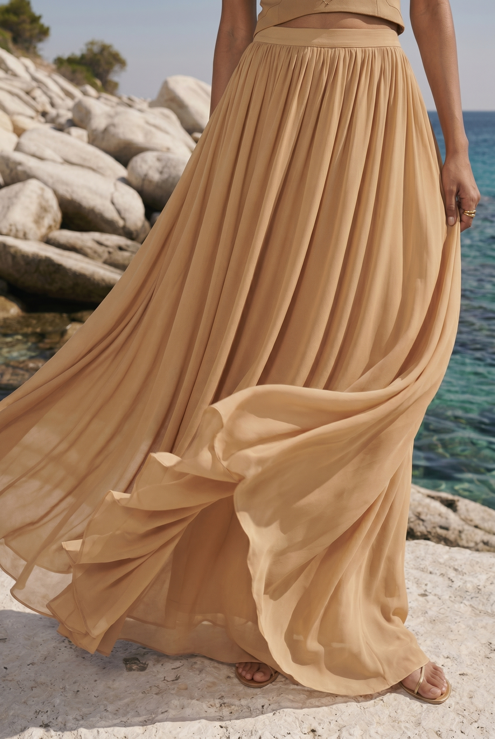 Soléane Veil Chiffon Maxi Skirt