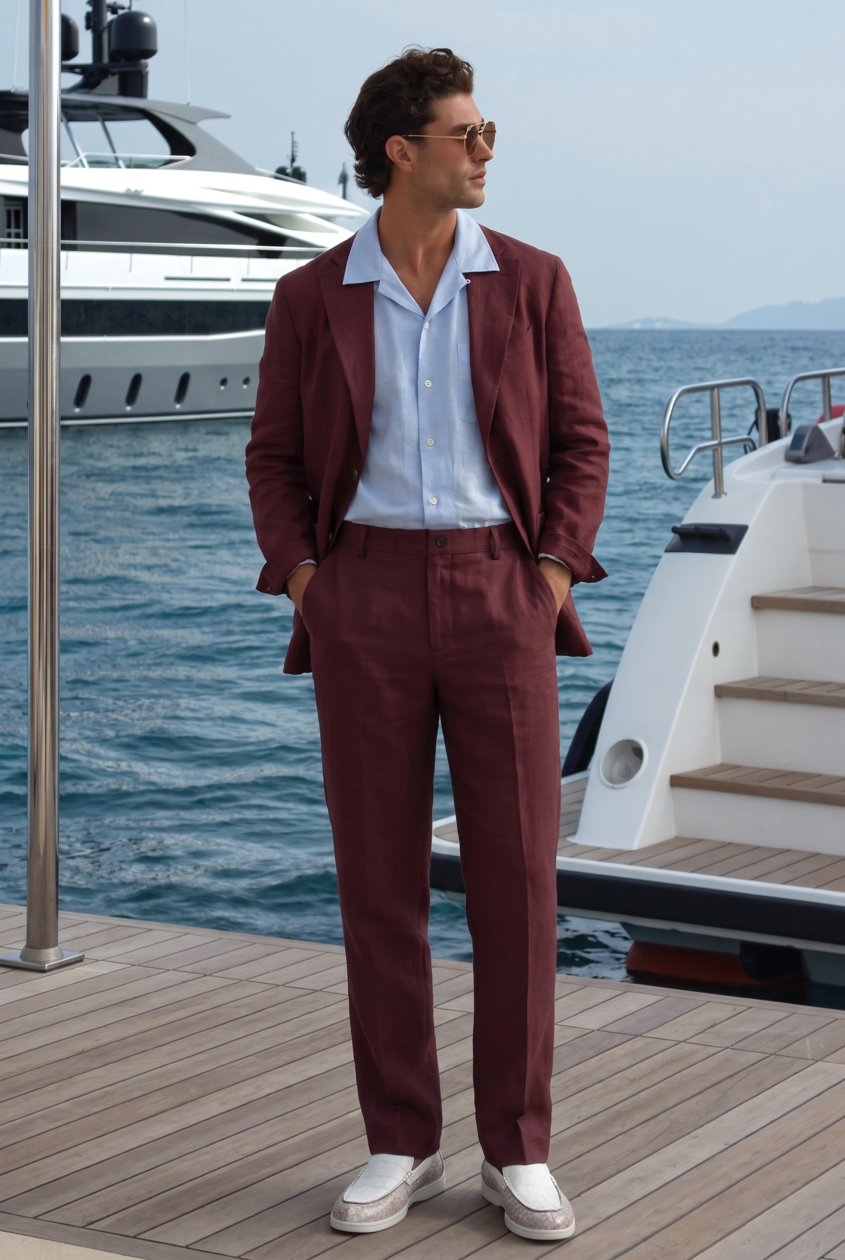 Bordeaux Riviera Linen Trousers