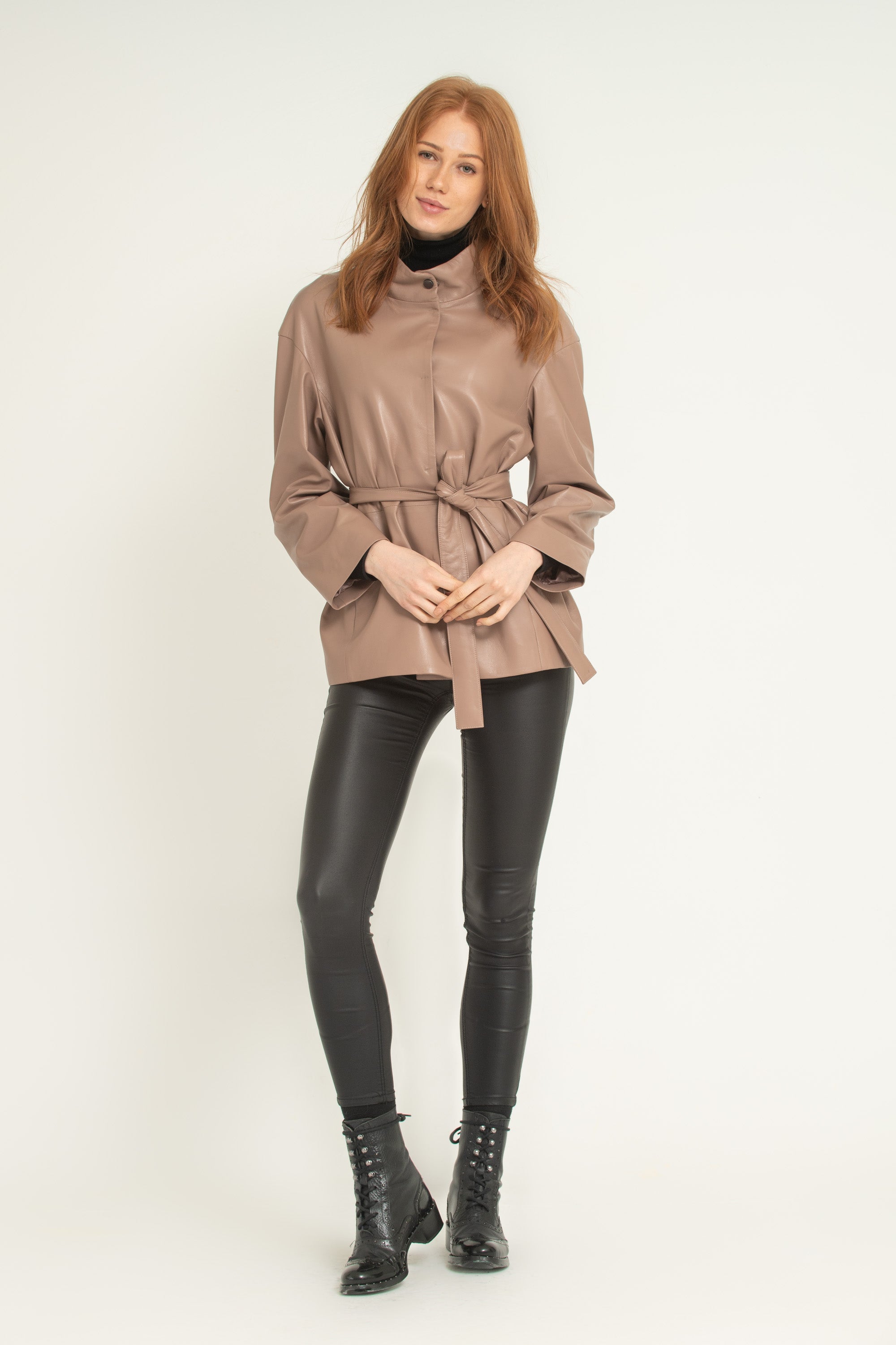 Beige Leather Jacket