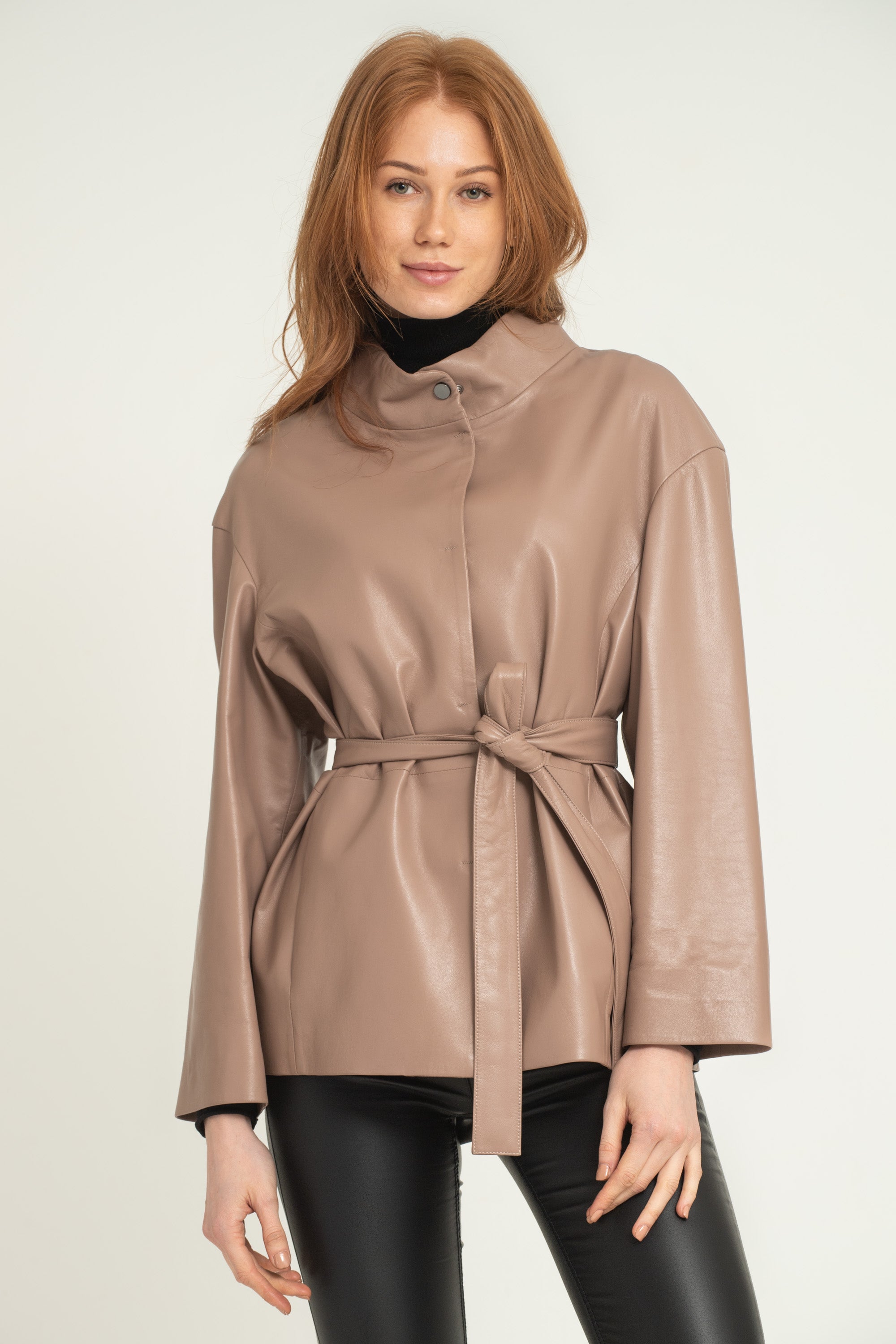 Beige Leather Jacket