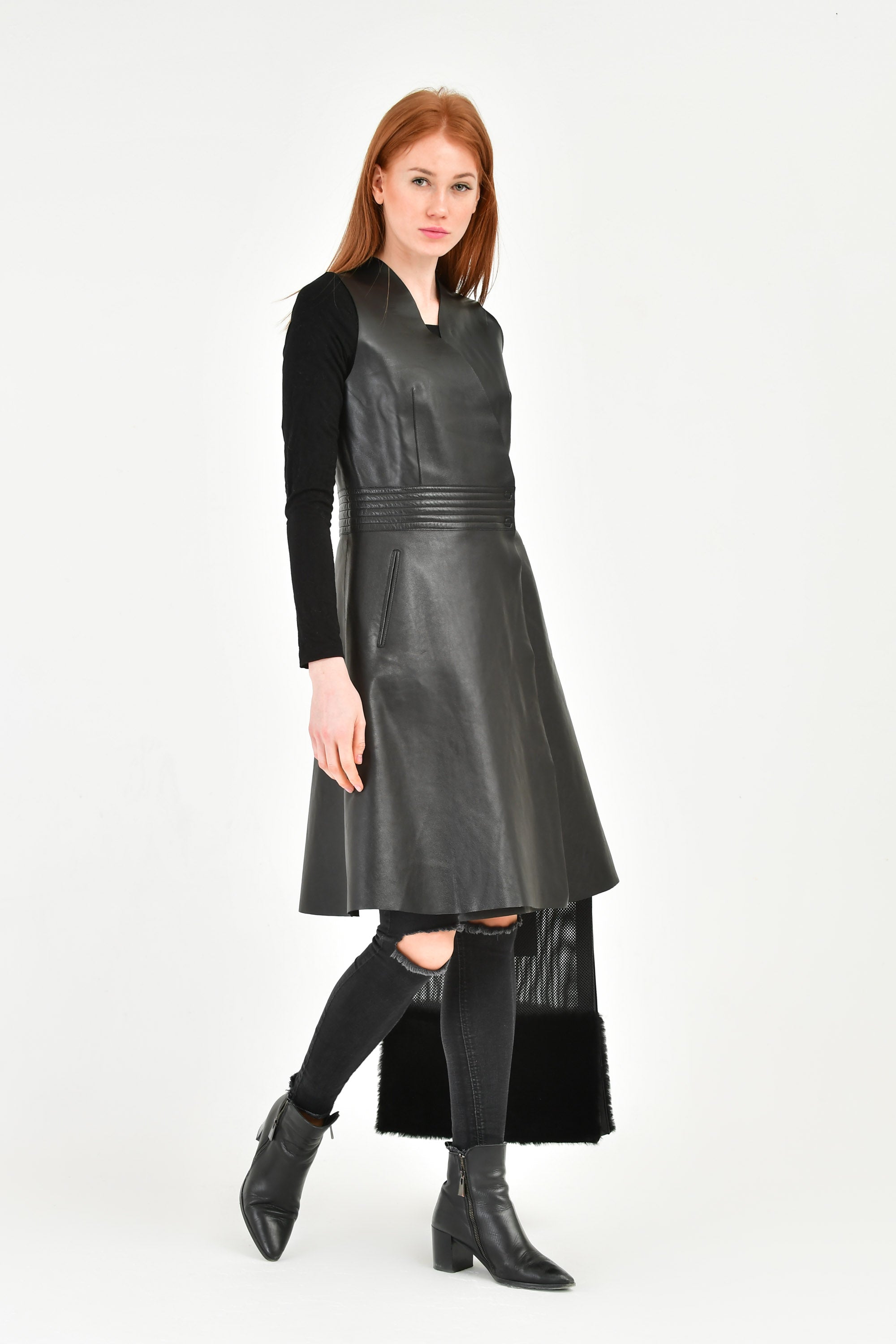 Black Long Leather Dress