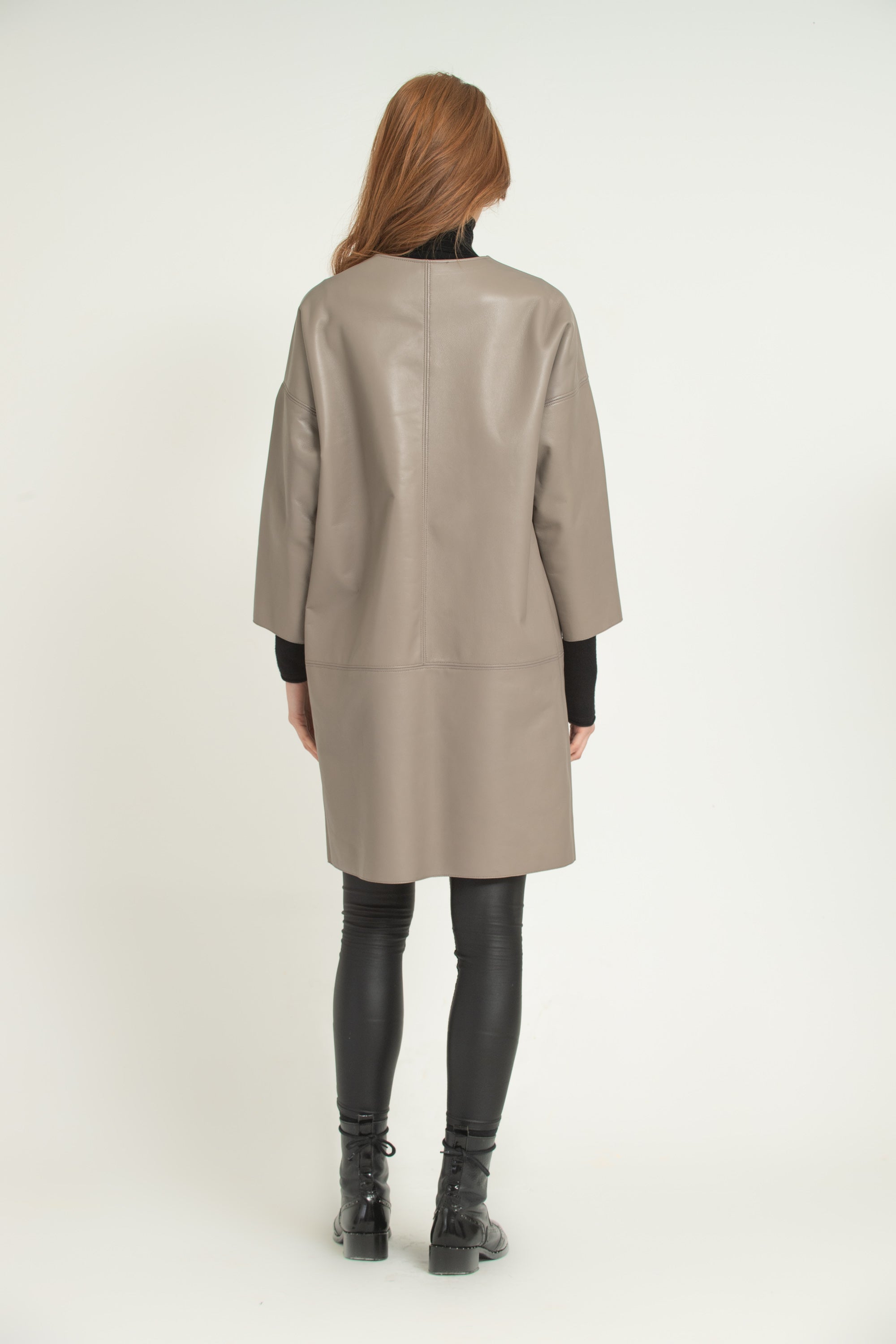 Beige Leather Coat