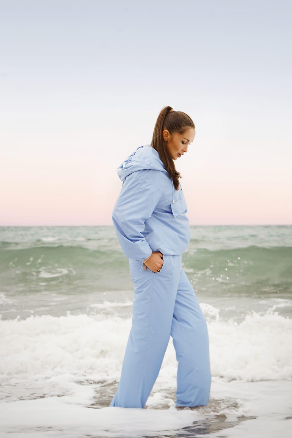 Blue Waterproof Hoodie Pants Set