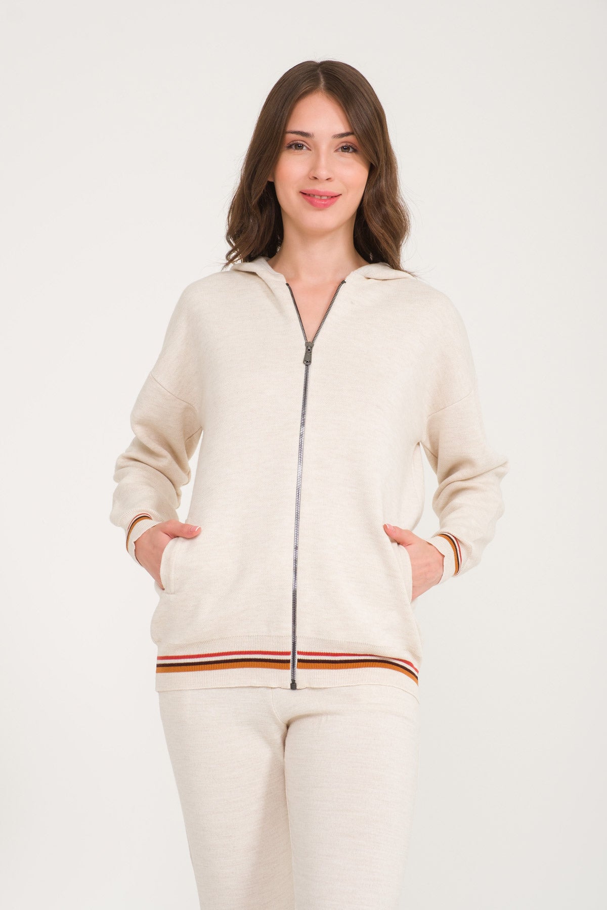 White Knit Hoodie & Pants Set