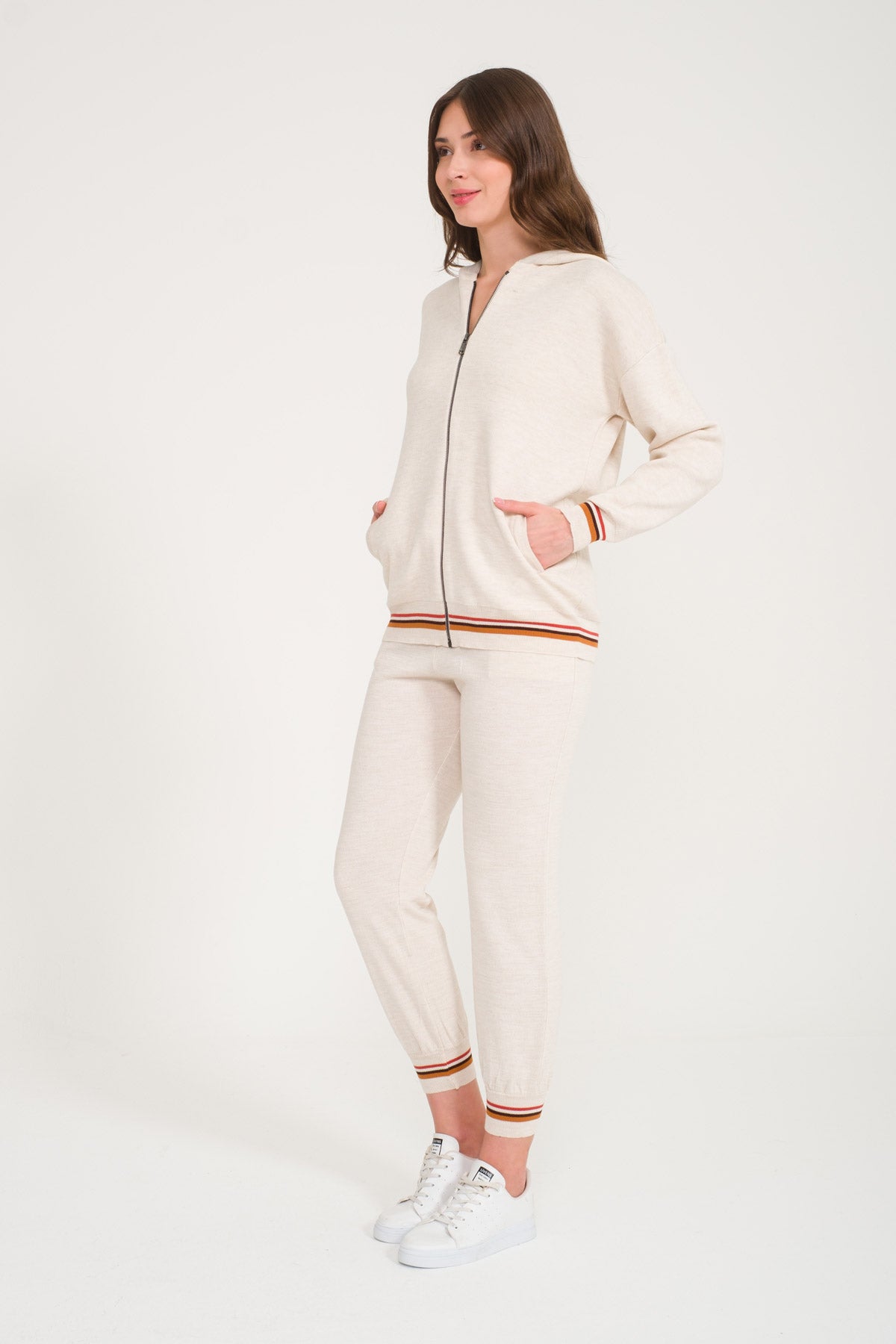 White Knit Hoodie & Pants Set