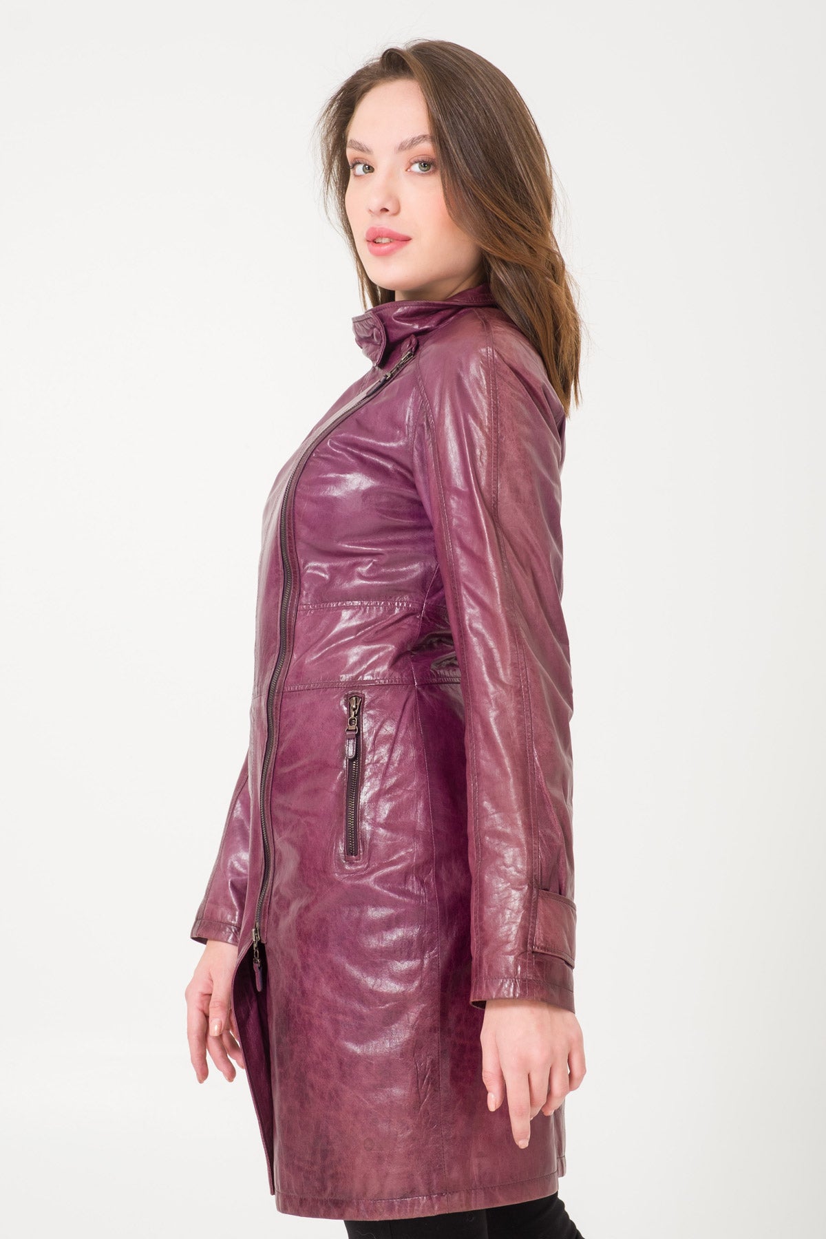 Purple Leather Coat