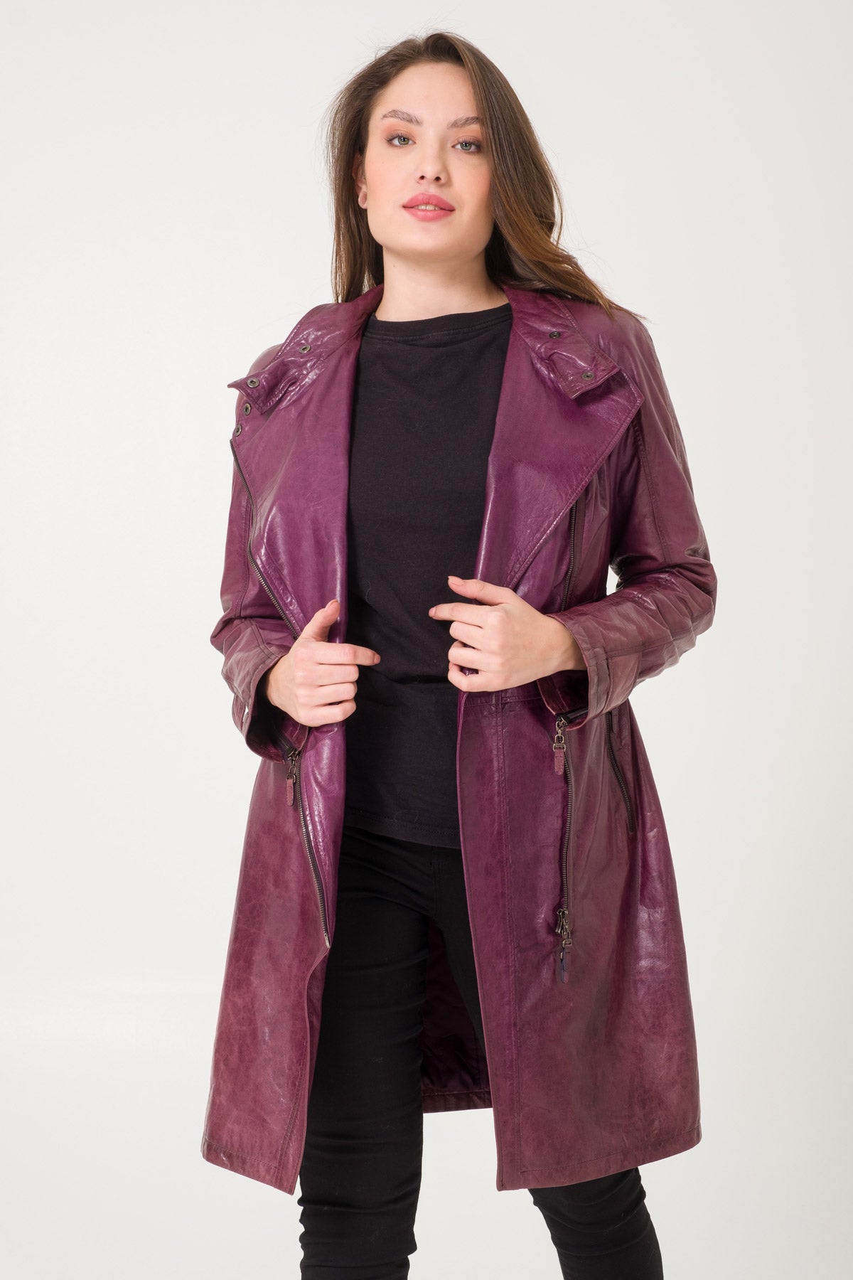 Purple Leather Coat