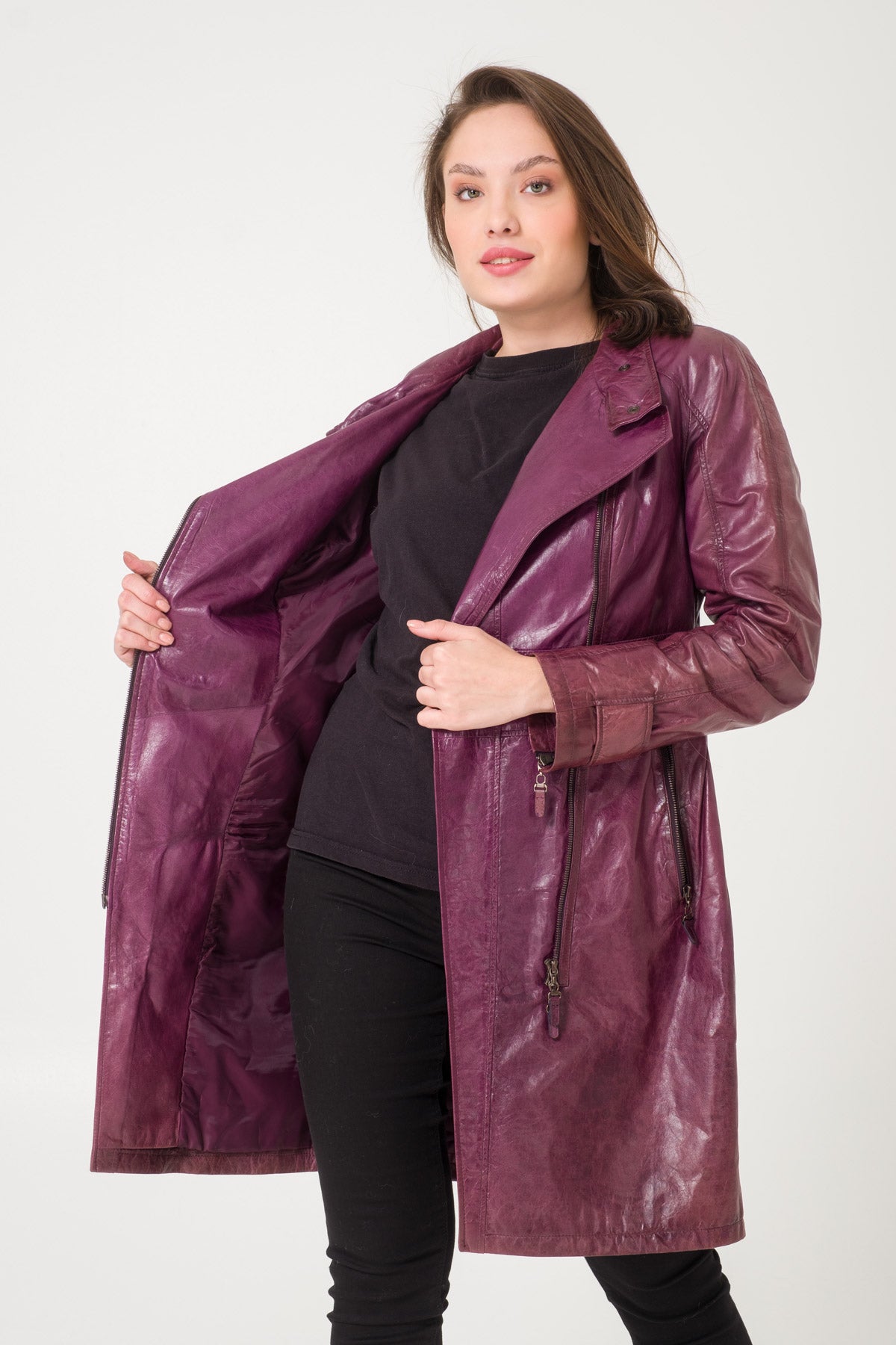 Purple Leather Coat