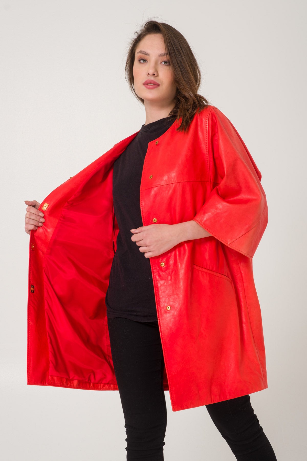 Red Leather Coat