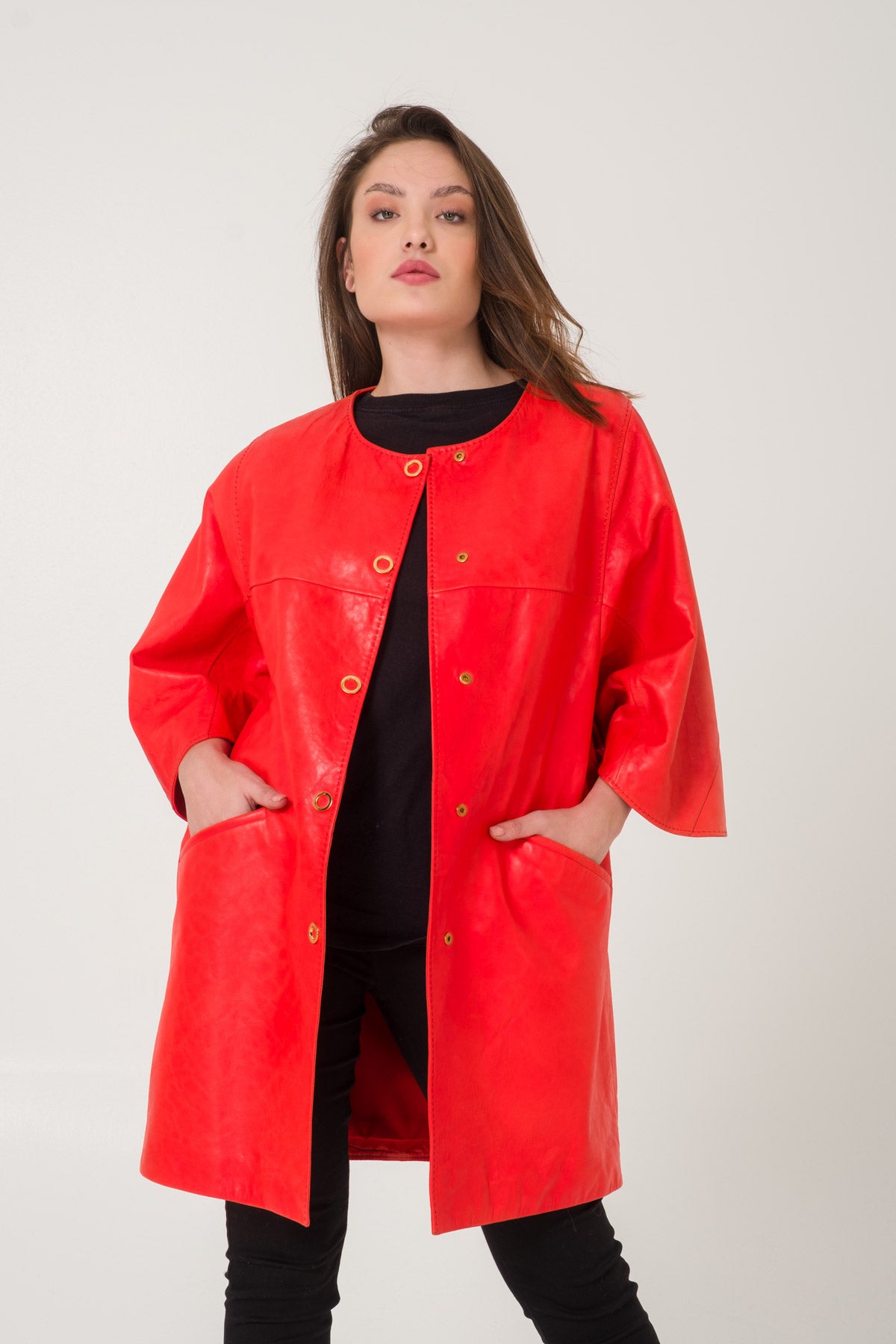 Red Leather Coat