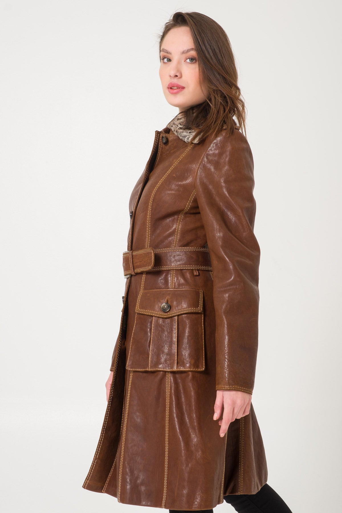 Brown Leather Coat