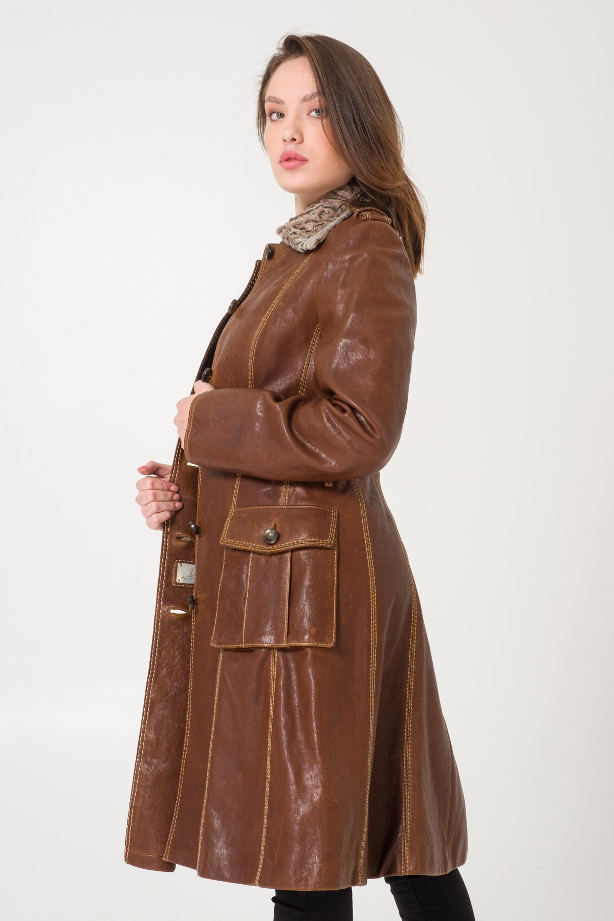 Brown Leather Coat