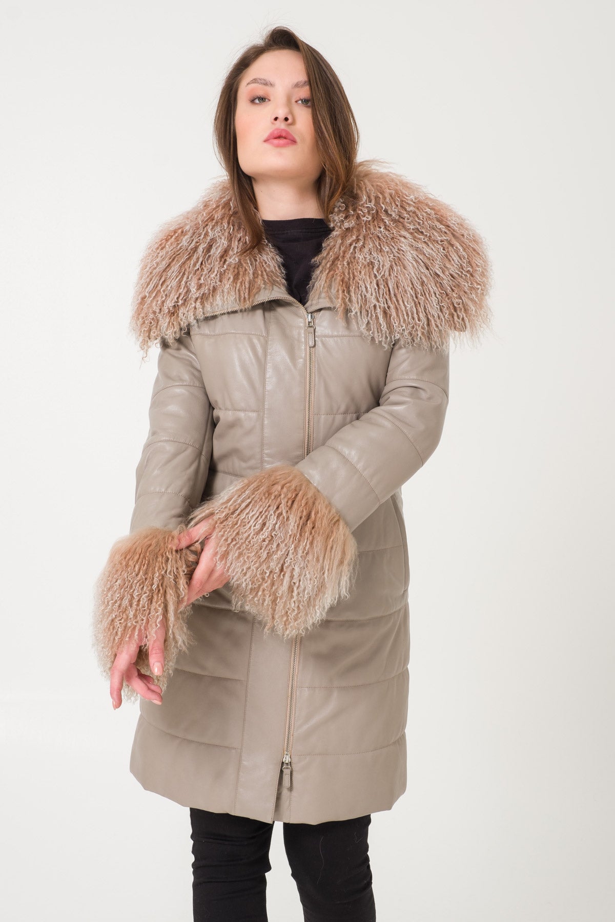 Beige Leather Coat