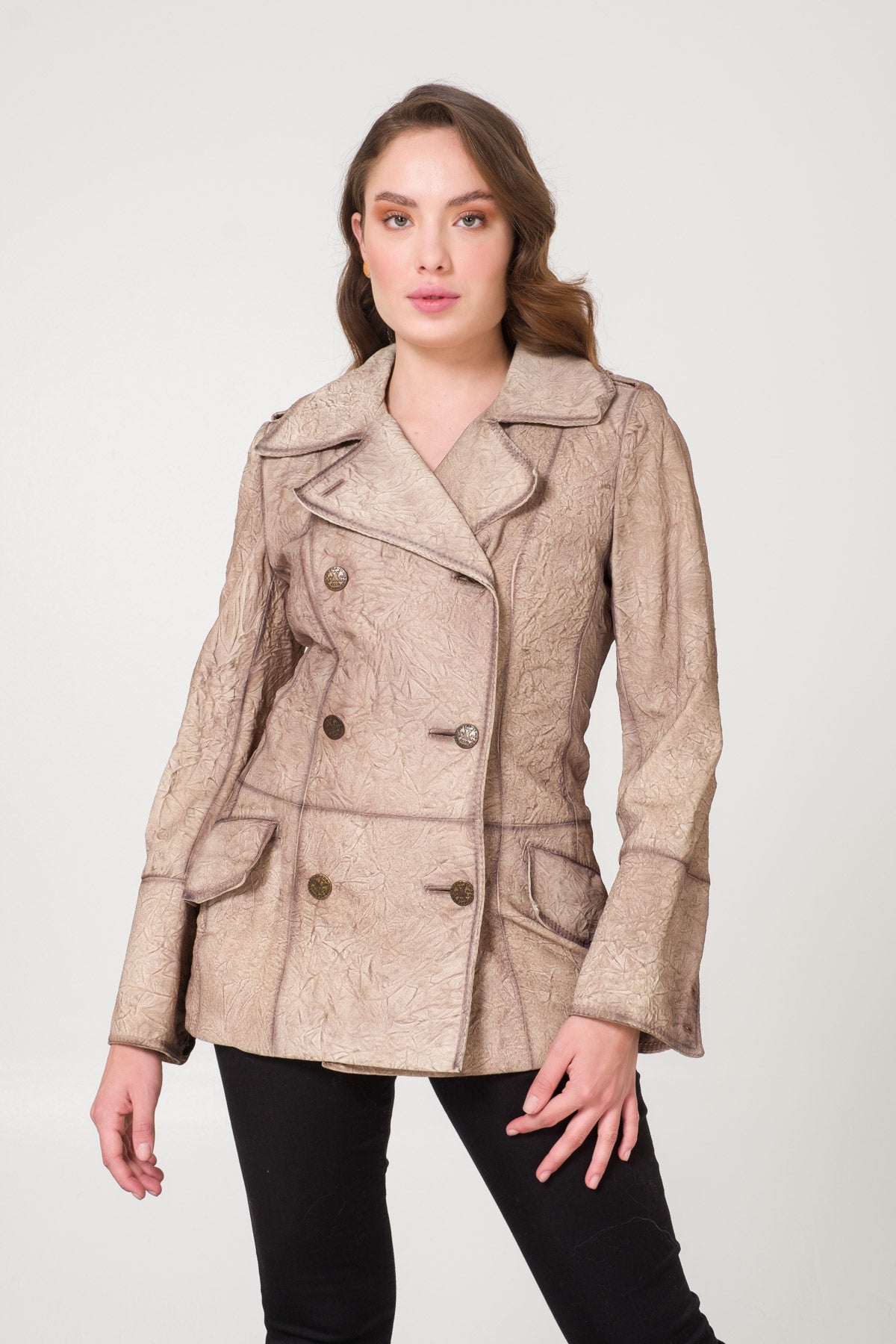 Beige Leather Jacket