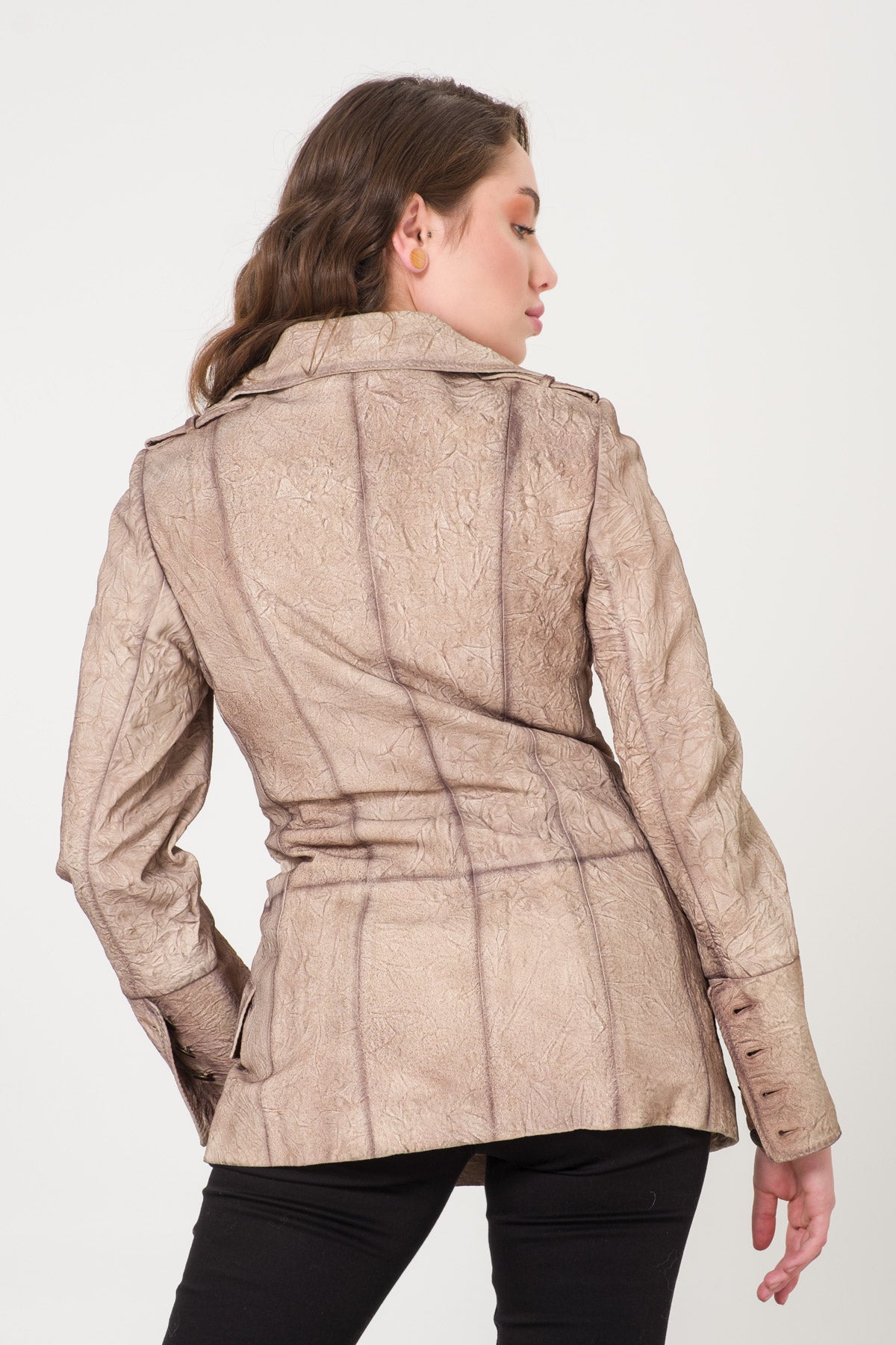 Beige Leather Jacket