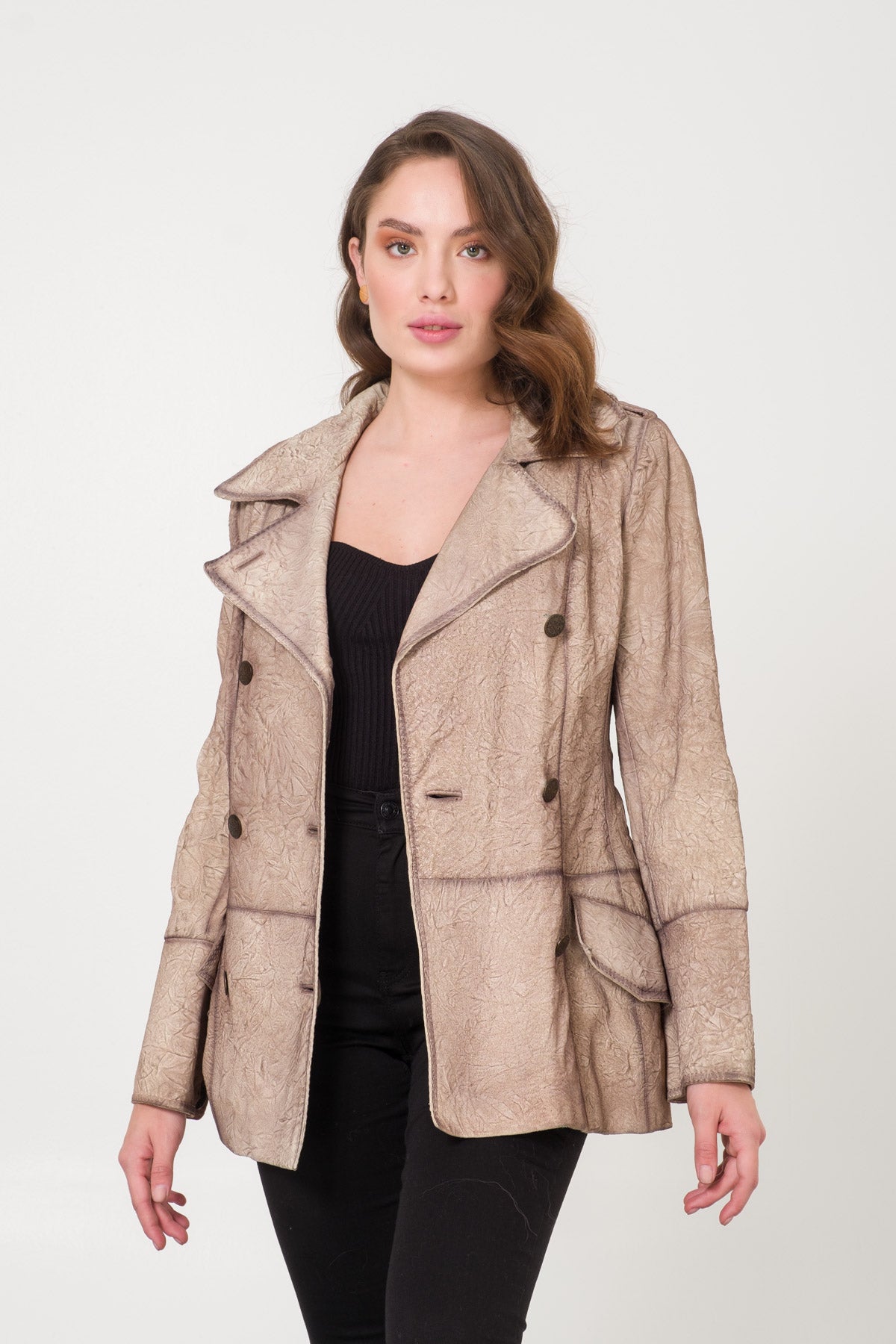 Beige Leather Jacket