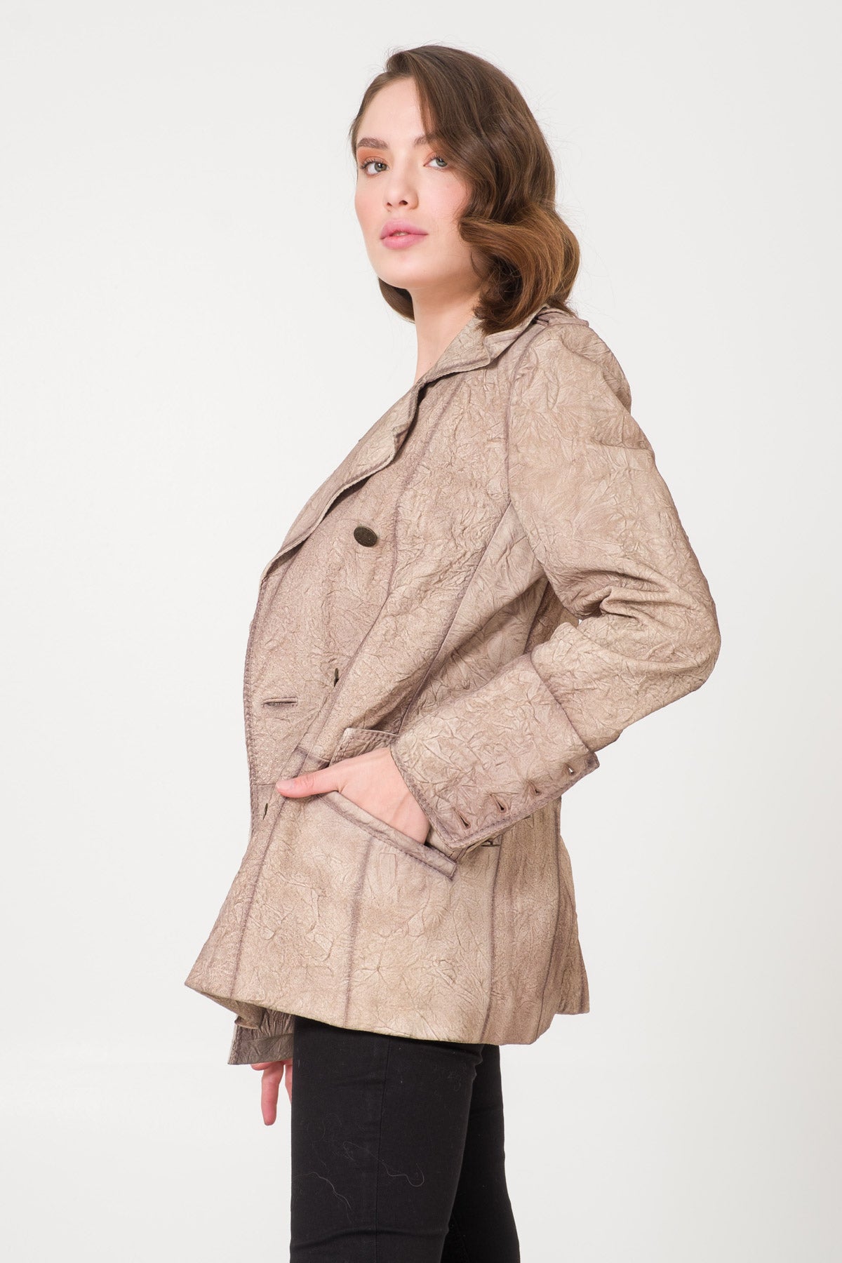 Beige Leather Jacket