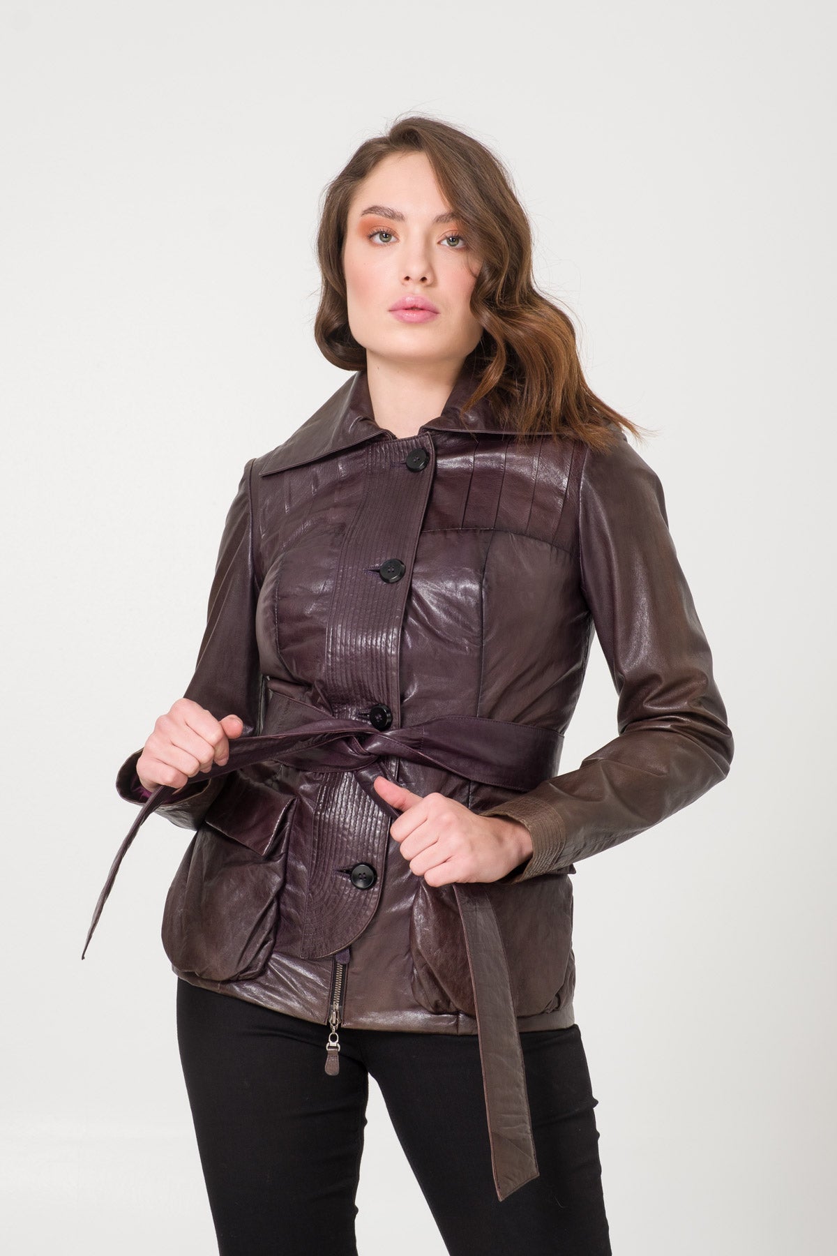 Mauve leather outlet jacket