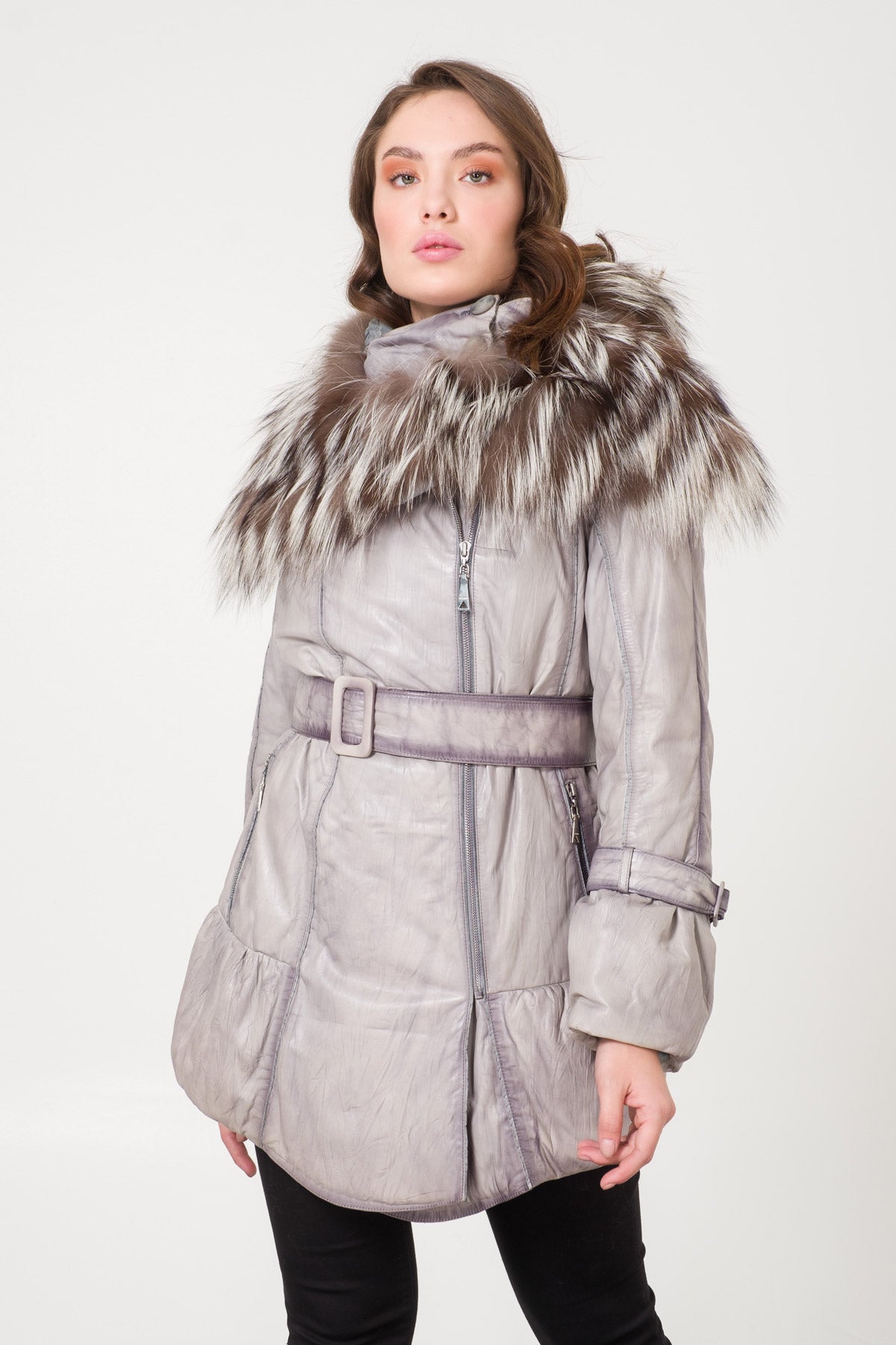 Grey Leather Coat