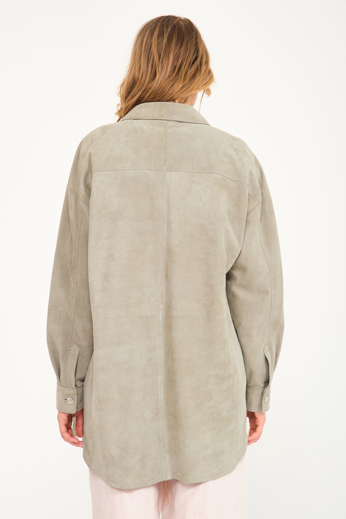 Water Green Suede Leather Coat