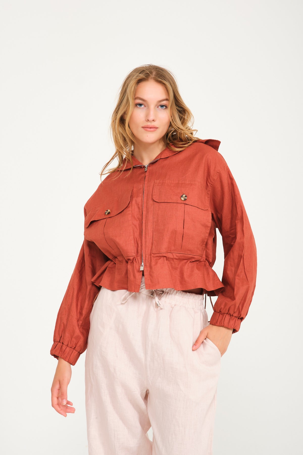 Terracotta Linen Jacket