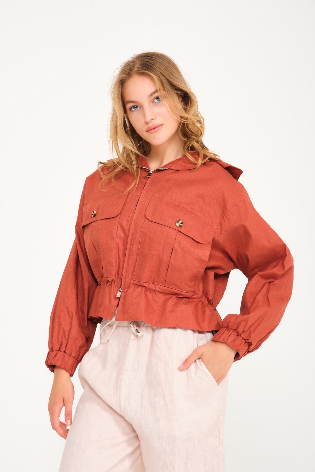 Terracotta Linen Jacket