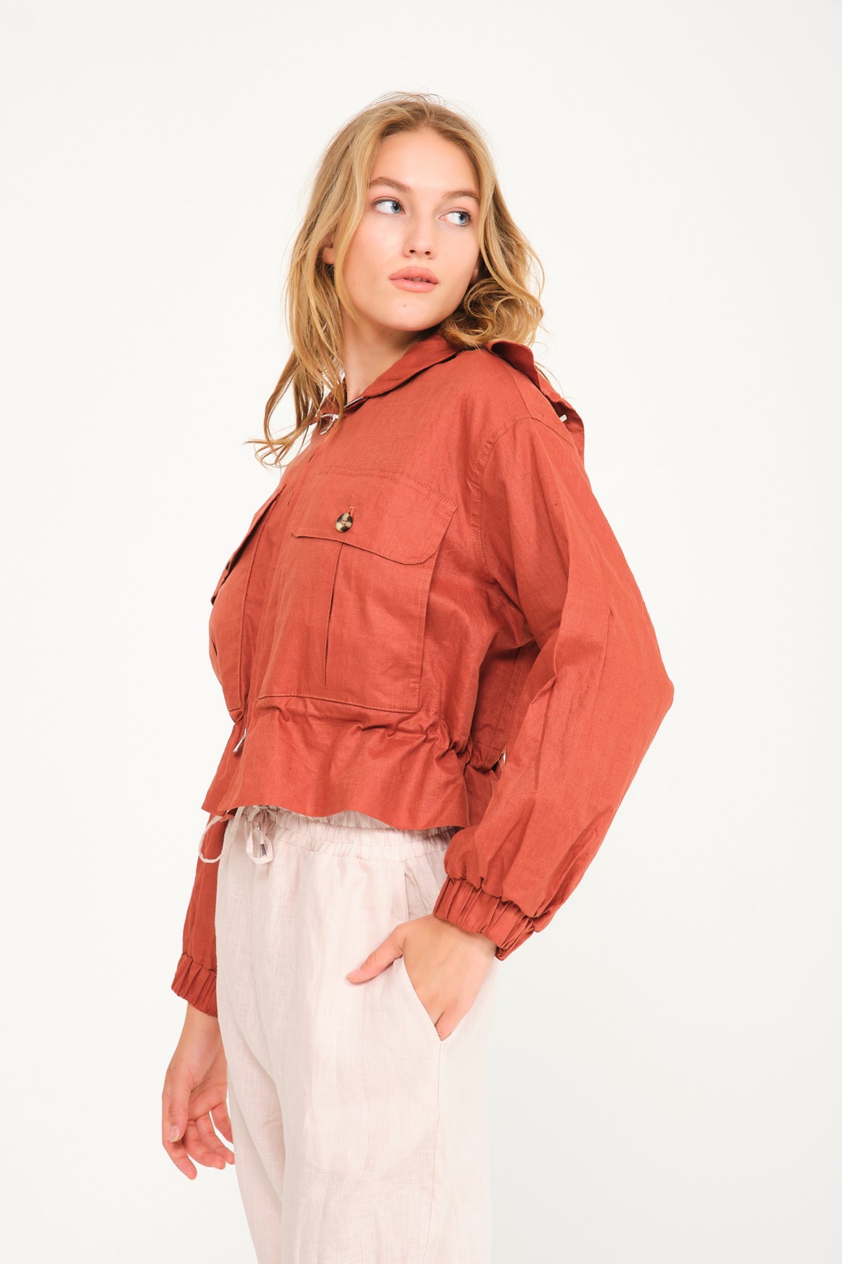 Terracotta Linen Jacket
