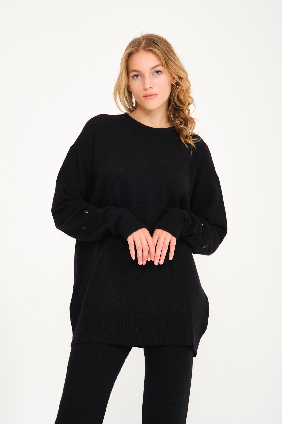 Black Chinchilla Fur Lined Knit Set