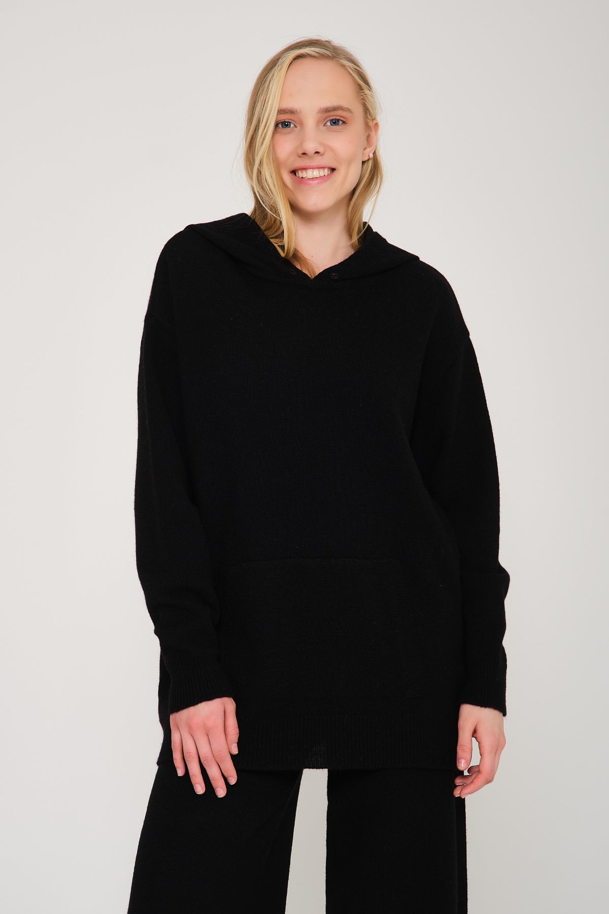 Black Marten Fur Lined Hoodie & Pants Set