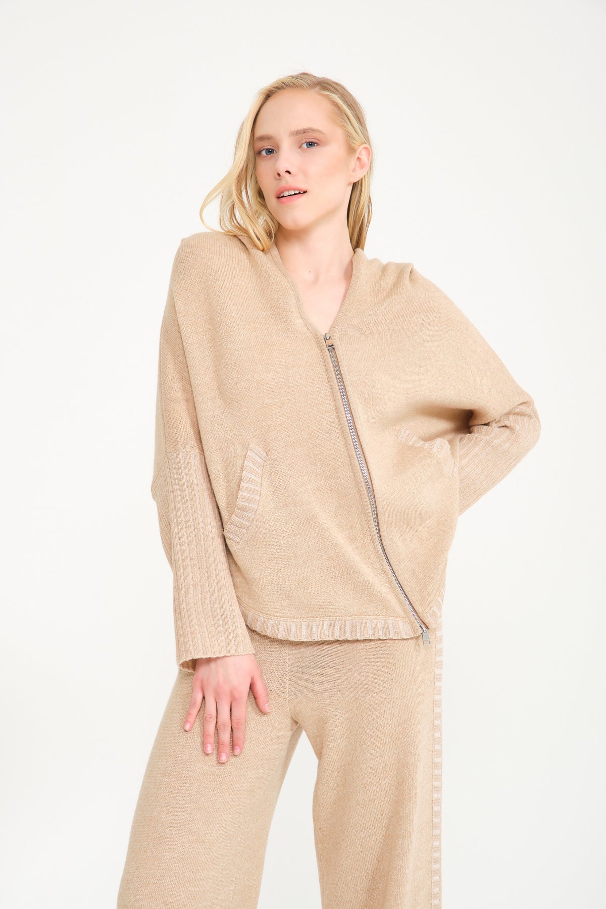 Beige Knit Sweater & Pants Set