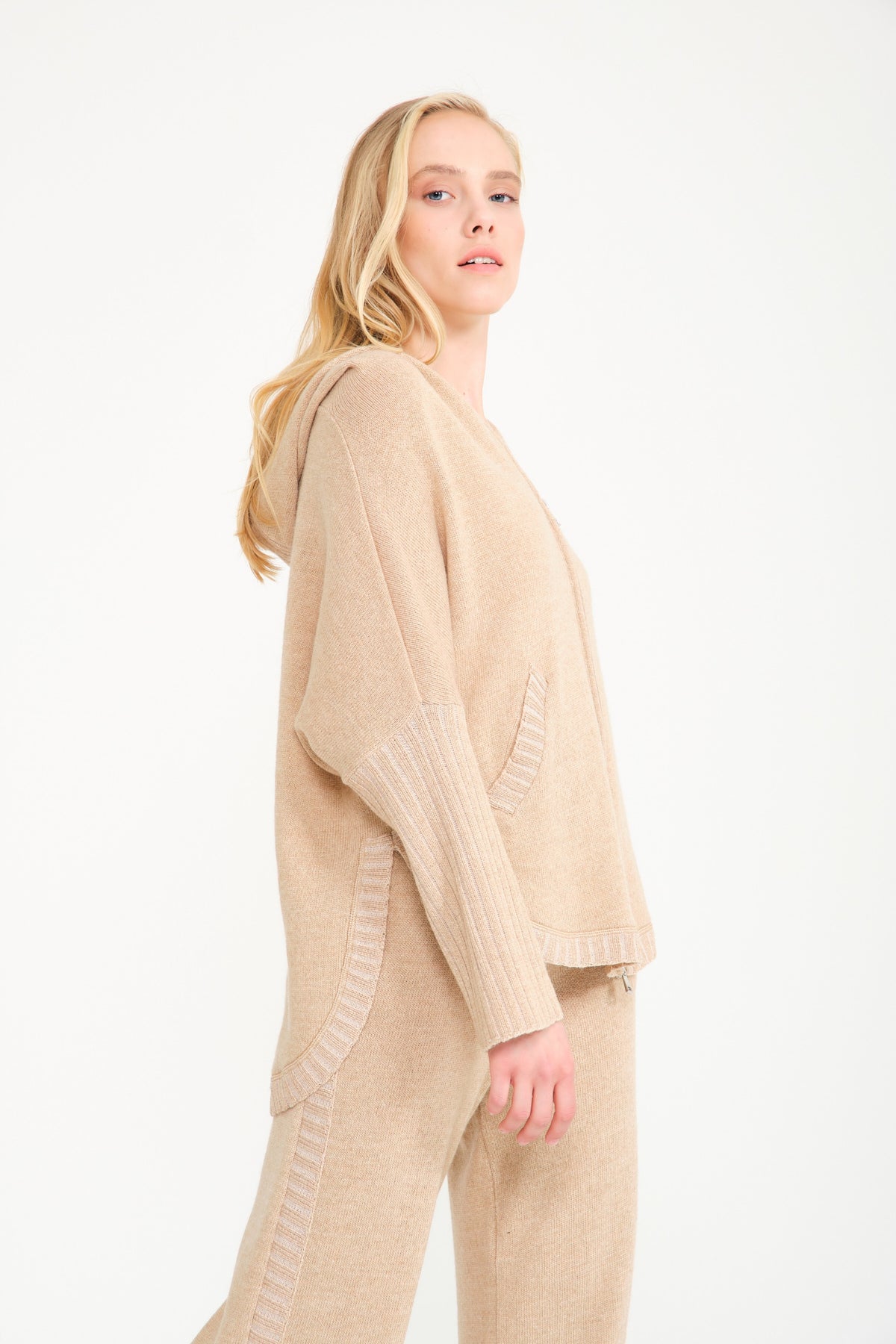 Beige Knit Sweater & Pants Set