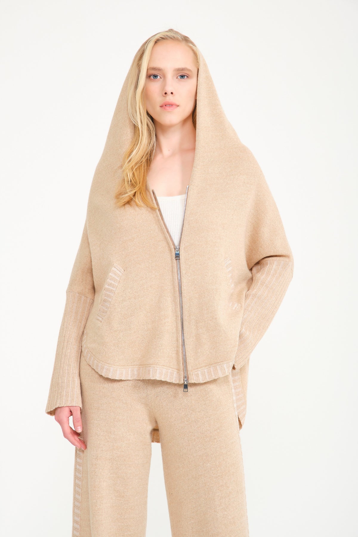 Beige Knit Sweater & Pants Set