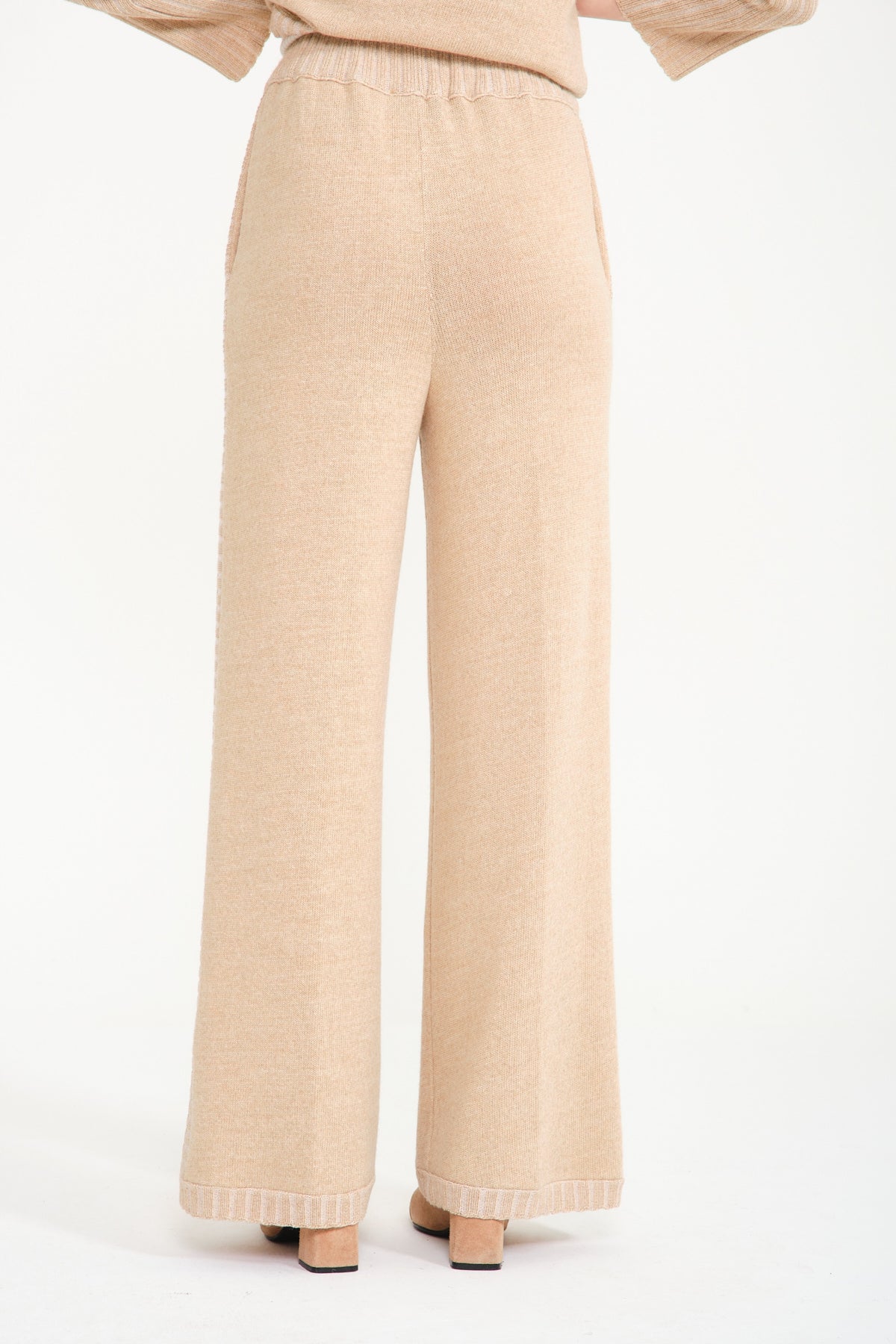 Beige Knit Sweater & Pants Set