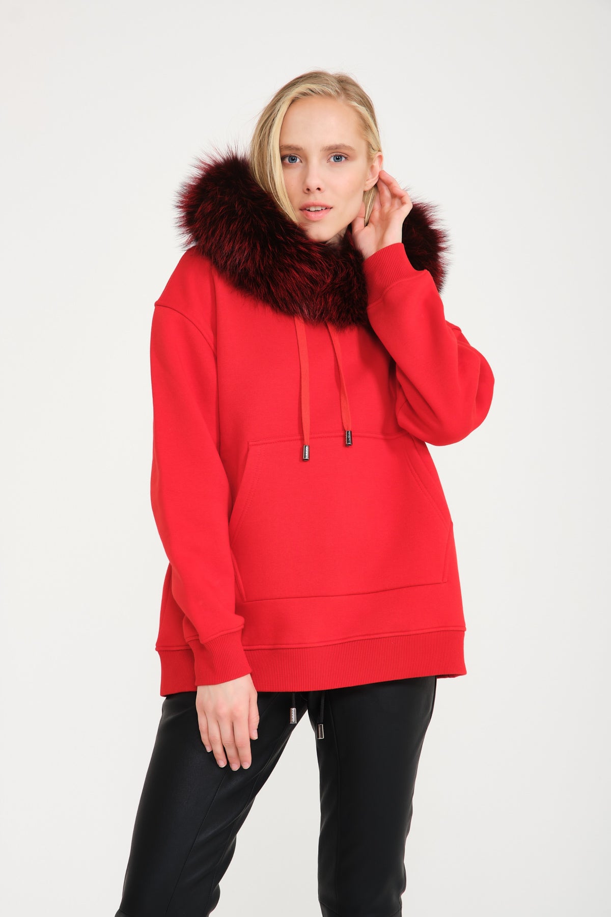 Red Fox Fur Hoodie ADAMO