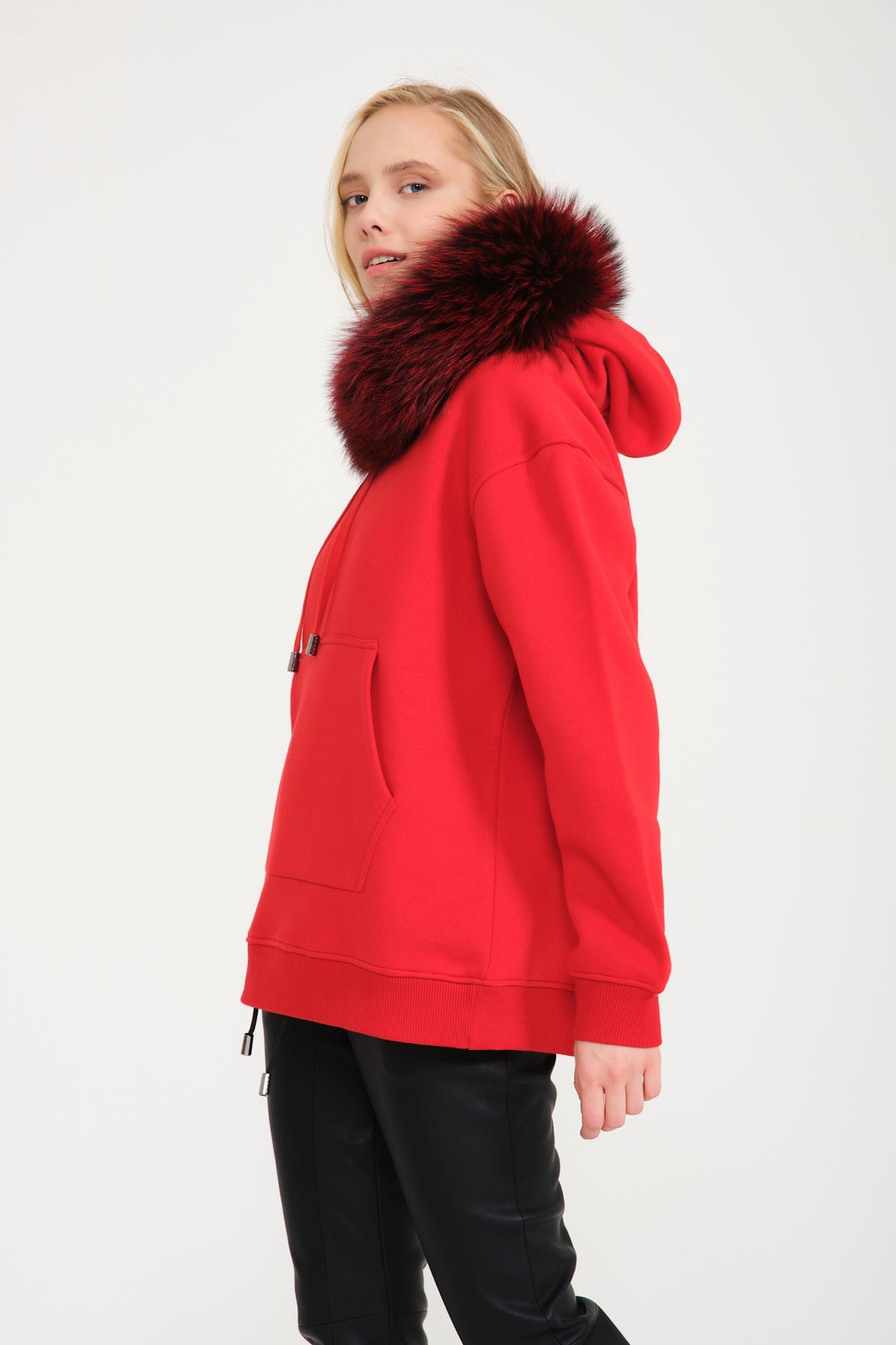 Red Fox Fur Lined Hoodie