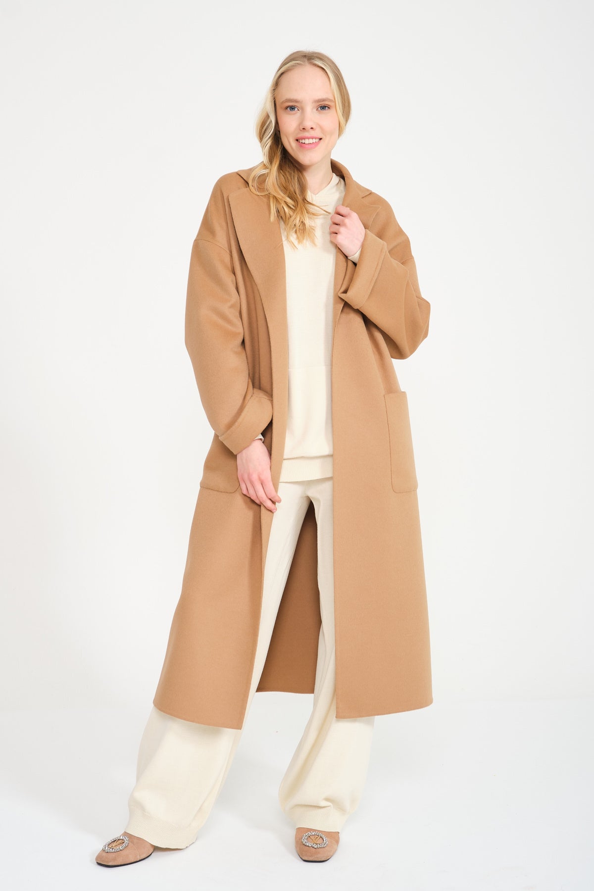 Camel wool trench coat best sale