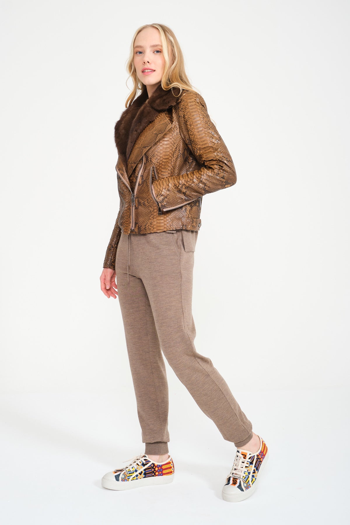 Brown Python Leather Jacket